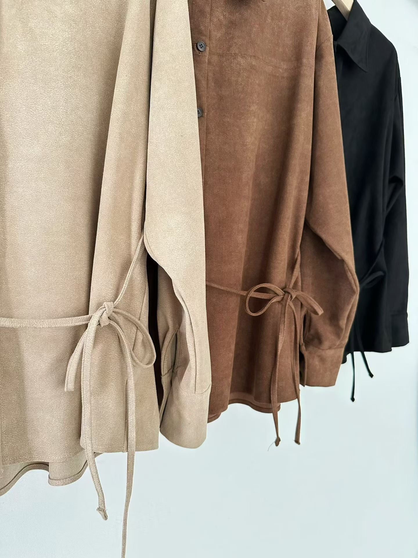 ♡柔霧麂皮綁帶襯衫♡ (C251116)