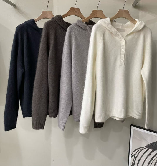 ♡輕暖毛料休閒連帽上衣♡ (C251107)