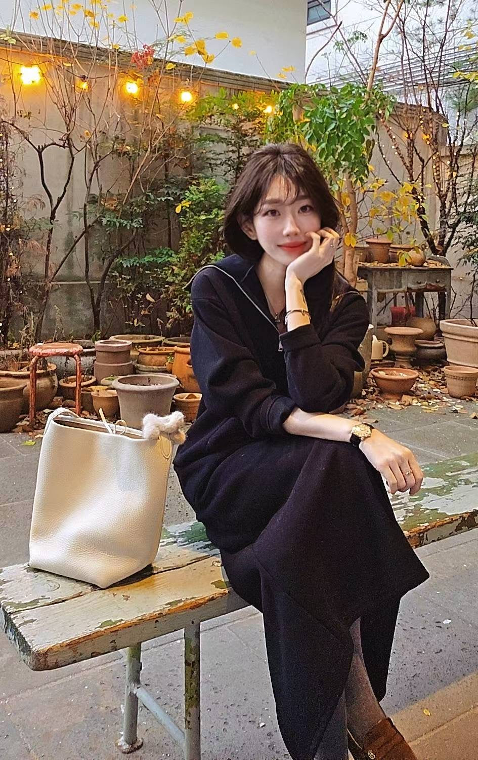 ♡Oni家♡ 質感混羊毛羅馬布拉鍊上衣 (C251287)