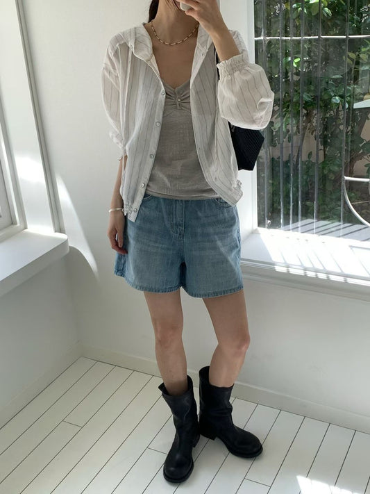 ♡輕量休閒連帽細條紋外套♡ (C260634)