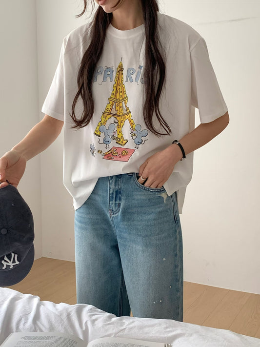 ♡PARIS鐵塔趣味插畫設計T♡ (C260449)
