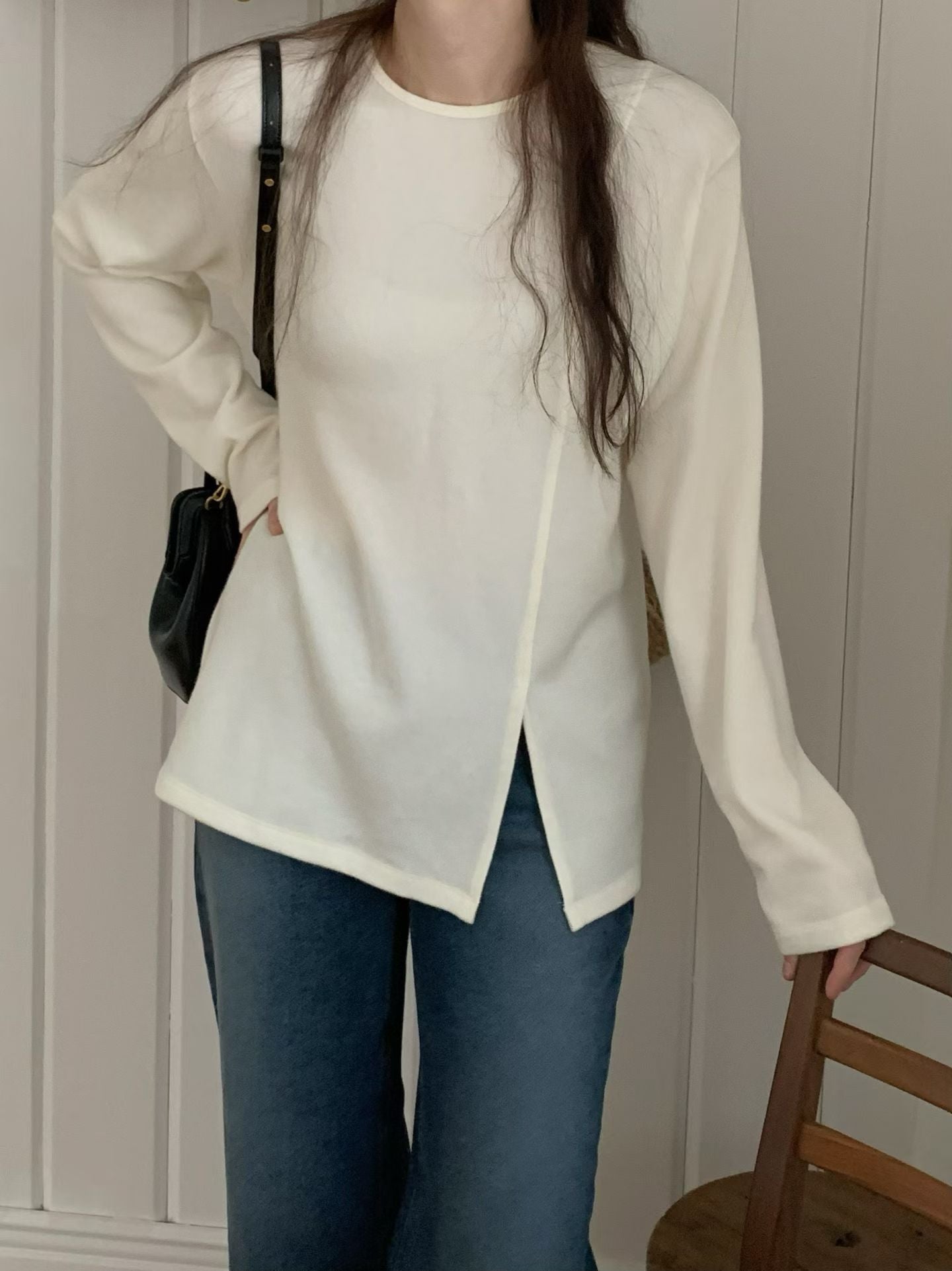 ♡極簡斜裁舒適長T♡ (C251243)