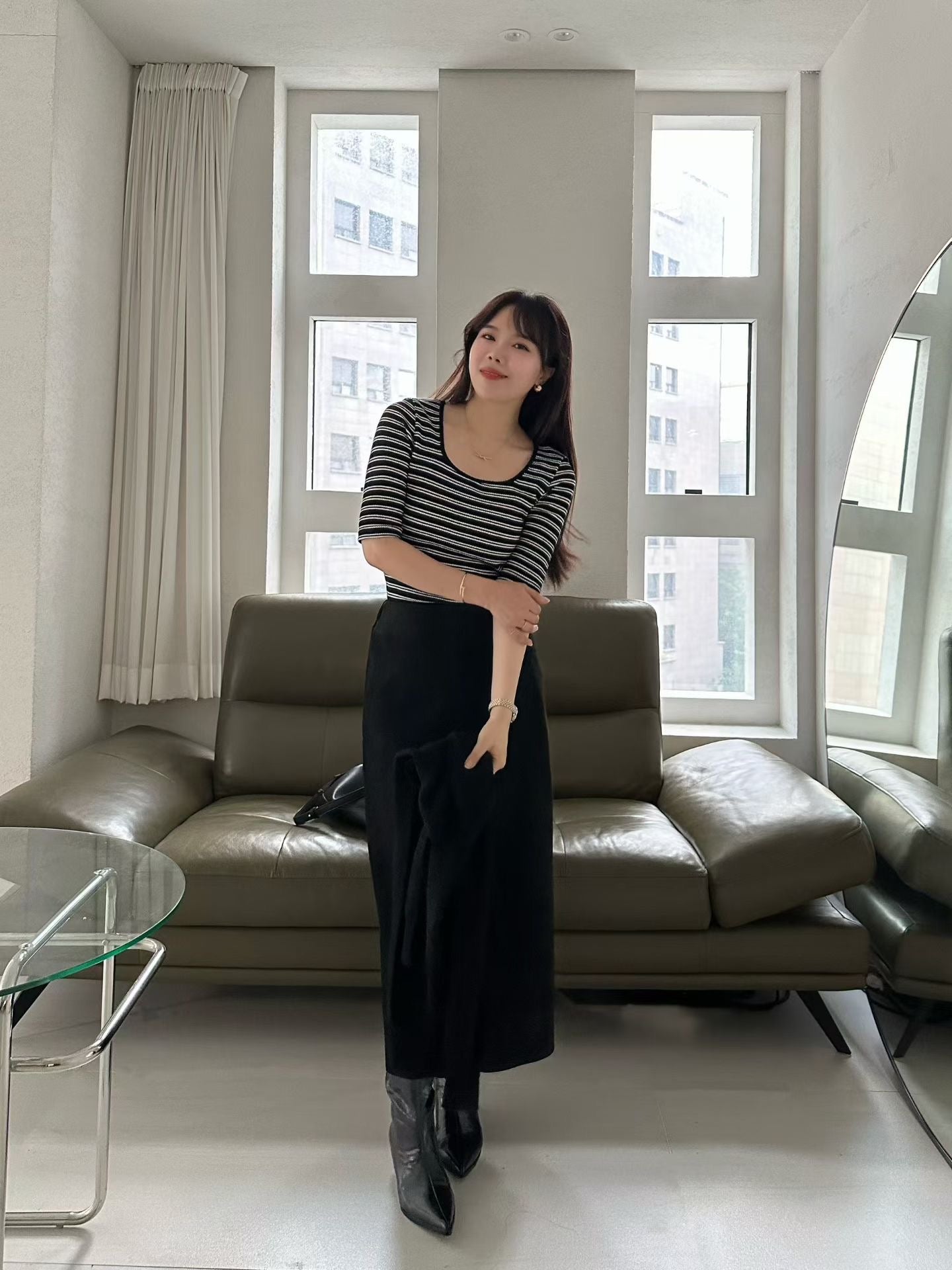 ♡方圓領兩穿五分袖上衣♡ (C251023)