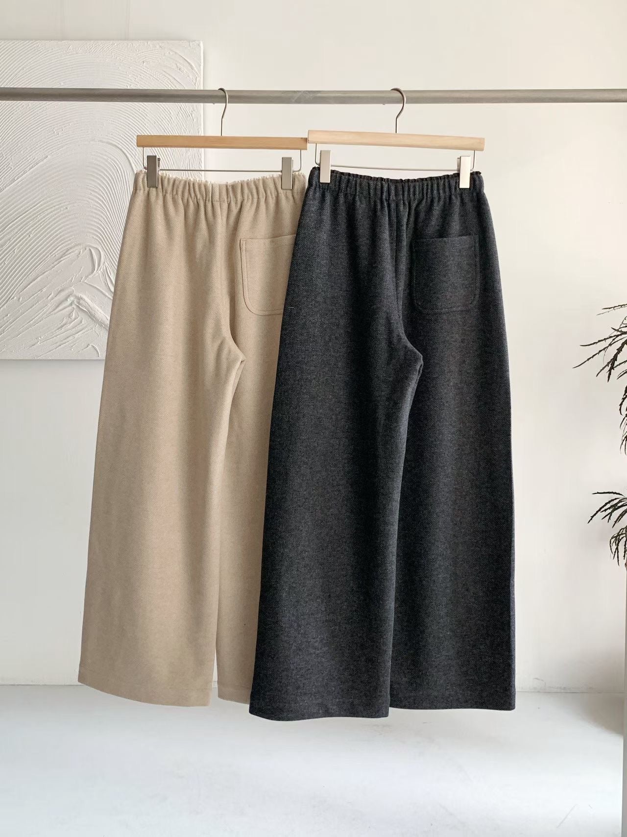 ♡暖絨人字紋垂墜寬褲♡ (C251273)