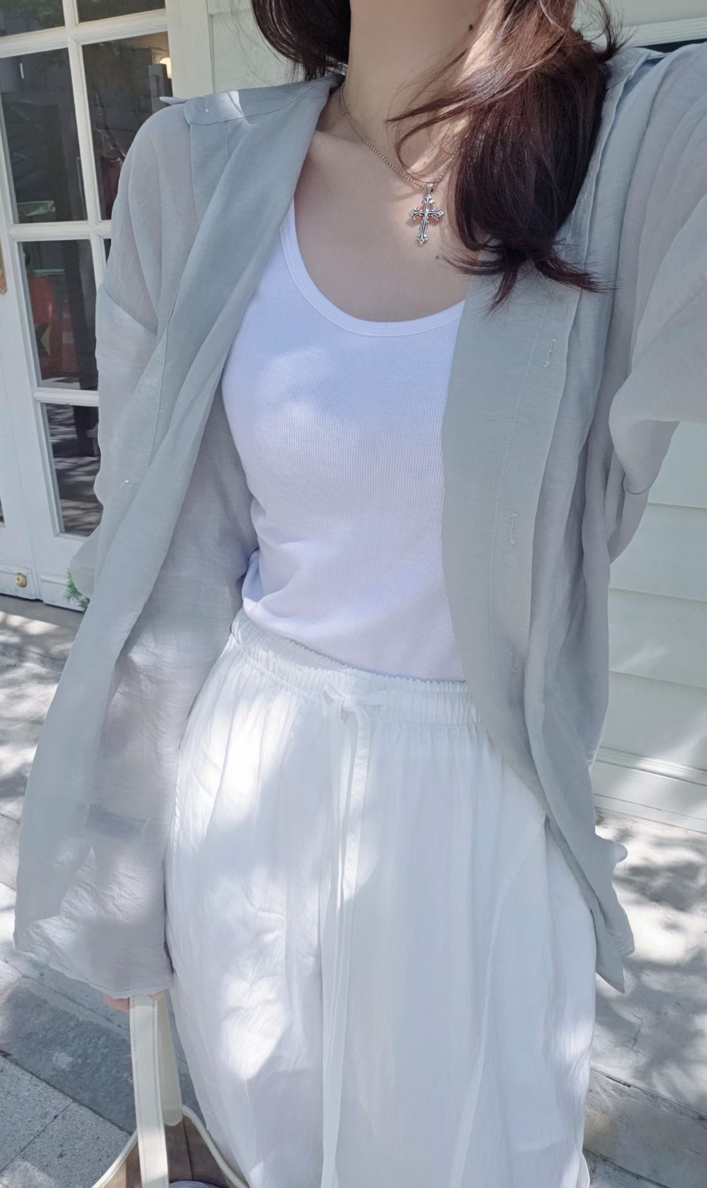 ♡Oni家♡氧氣感透肌天絲襯衫 (C260663)