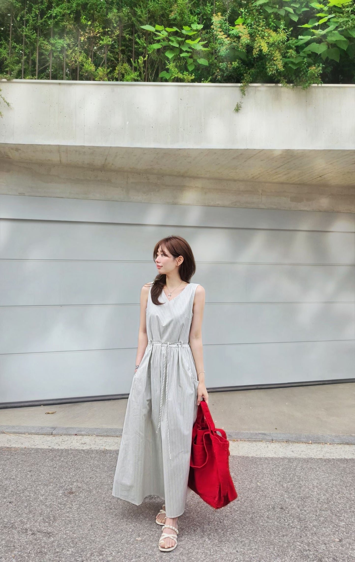 ♡Oni家♡渡假風條紋長洋裝 (C260665)