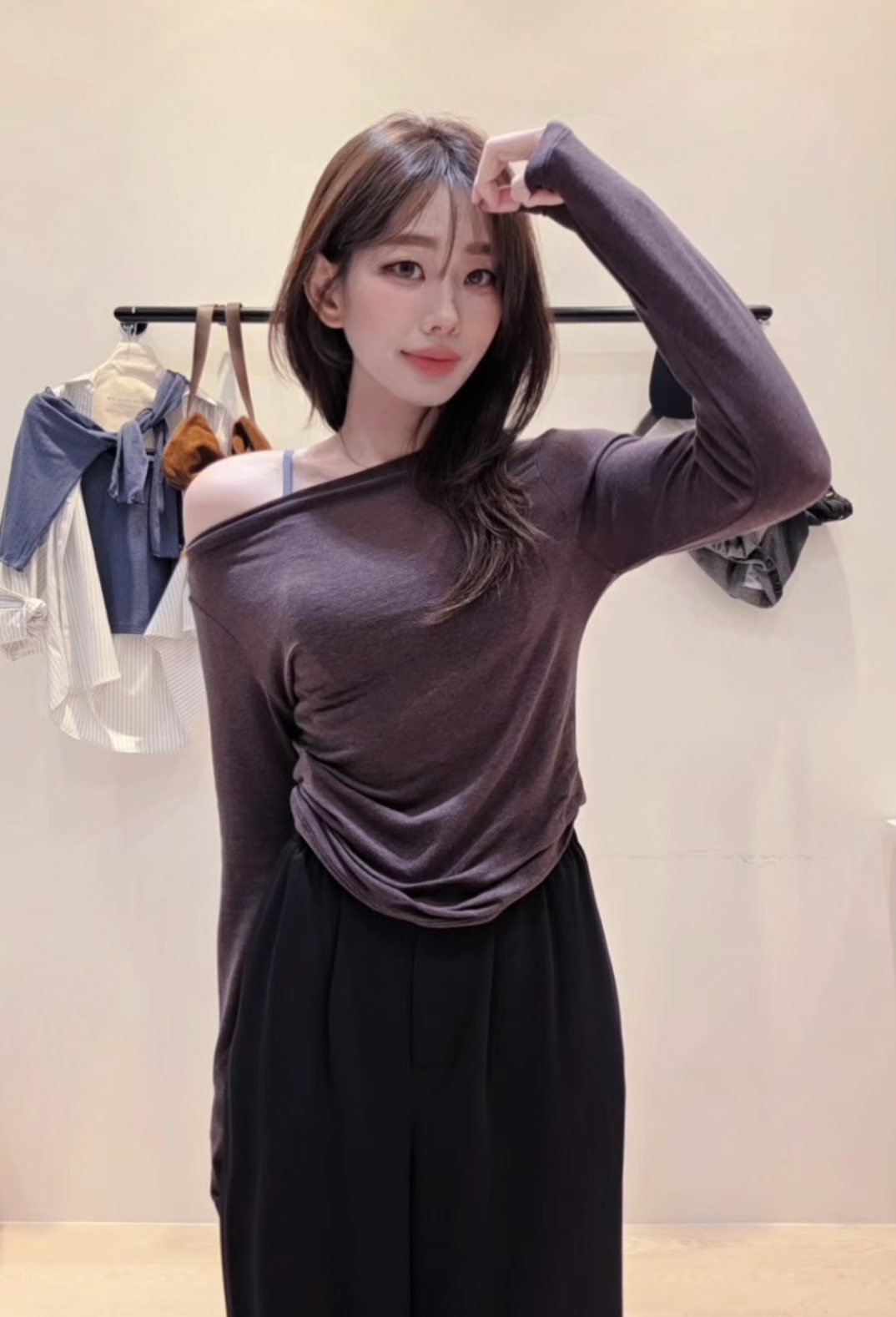 ♡Oni家♡船領天絲羊毛打底T (C260972)