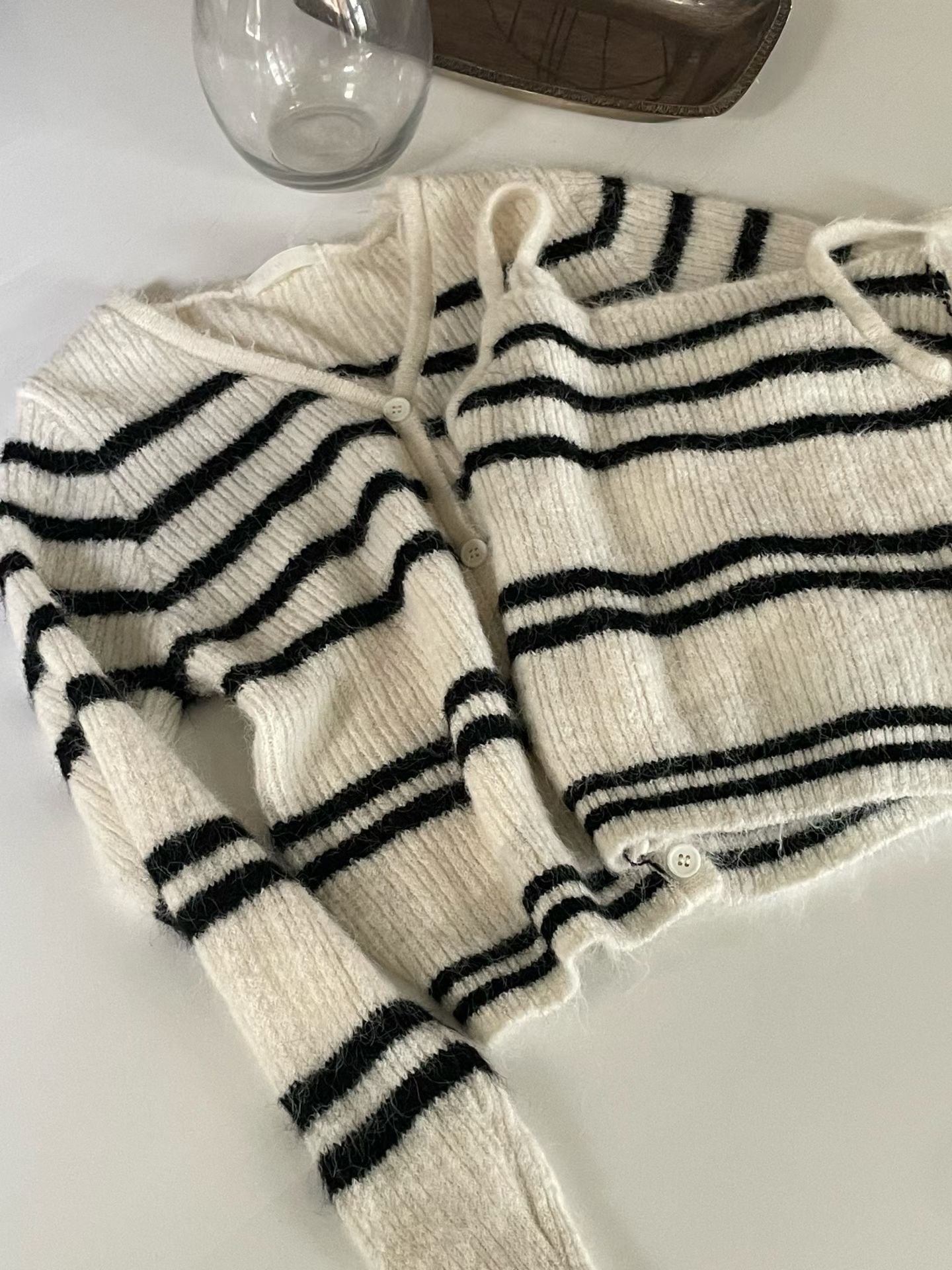 ♡實搭條紋細肩帶開衫兩件組♡ (C251126)