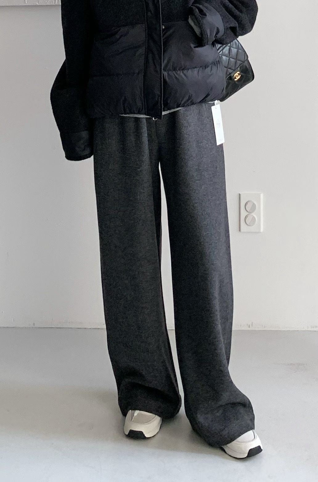 ♡暖絨人字紋垂墜寬褲♡ (C251273)