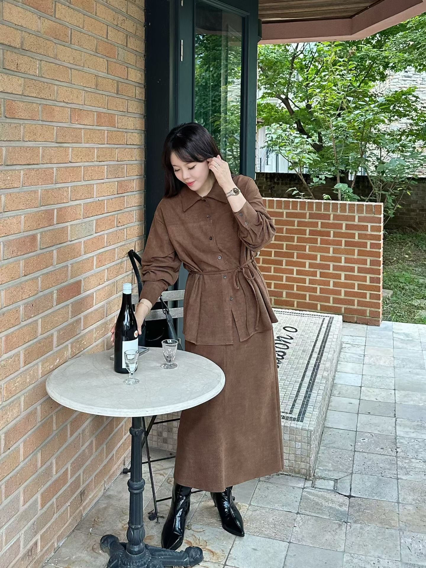 ♡都會微彈麂皮感中長裙♡ (C251117)