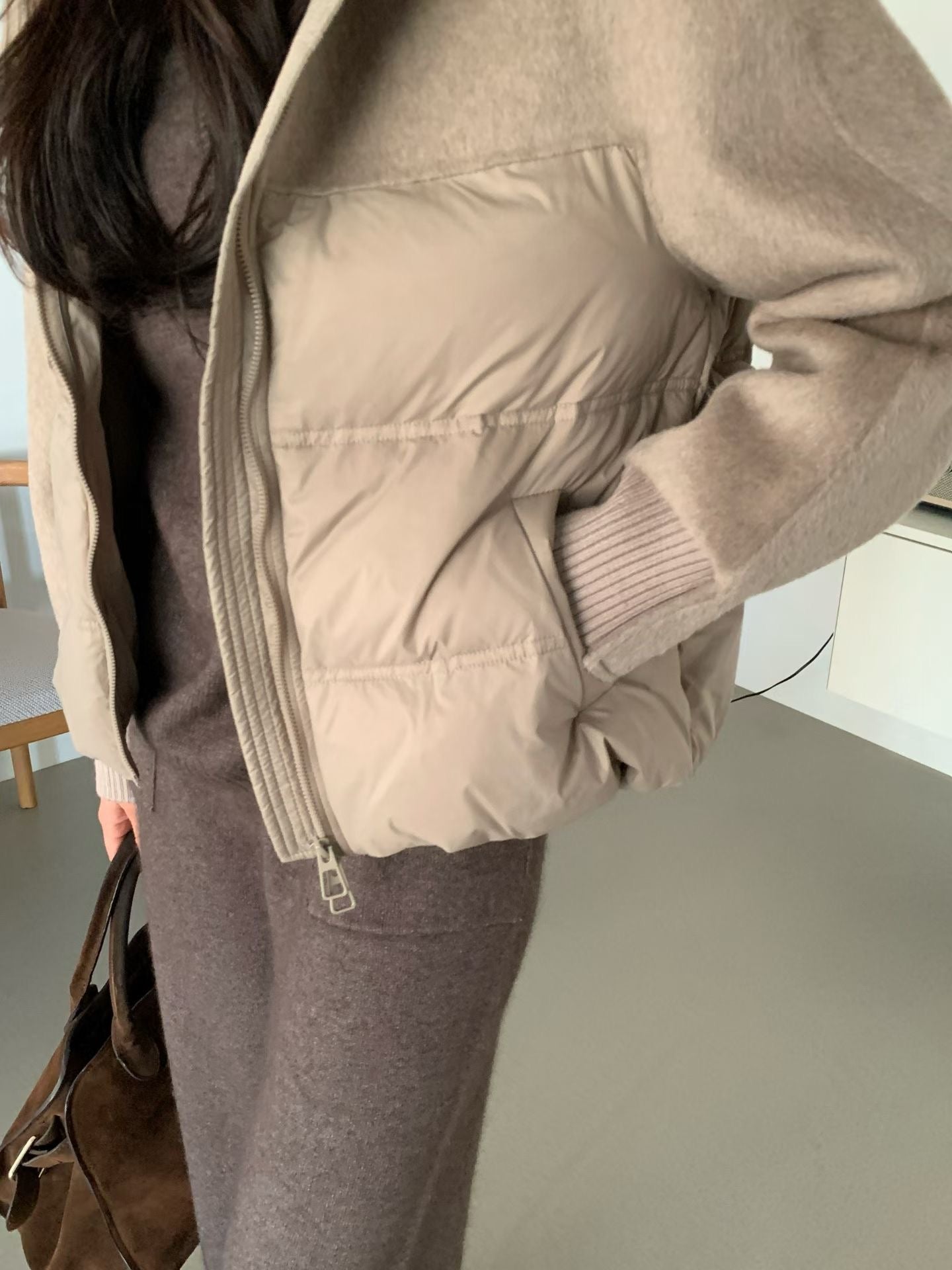 ♡質感異材質立領外套♡ (C251208)