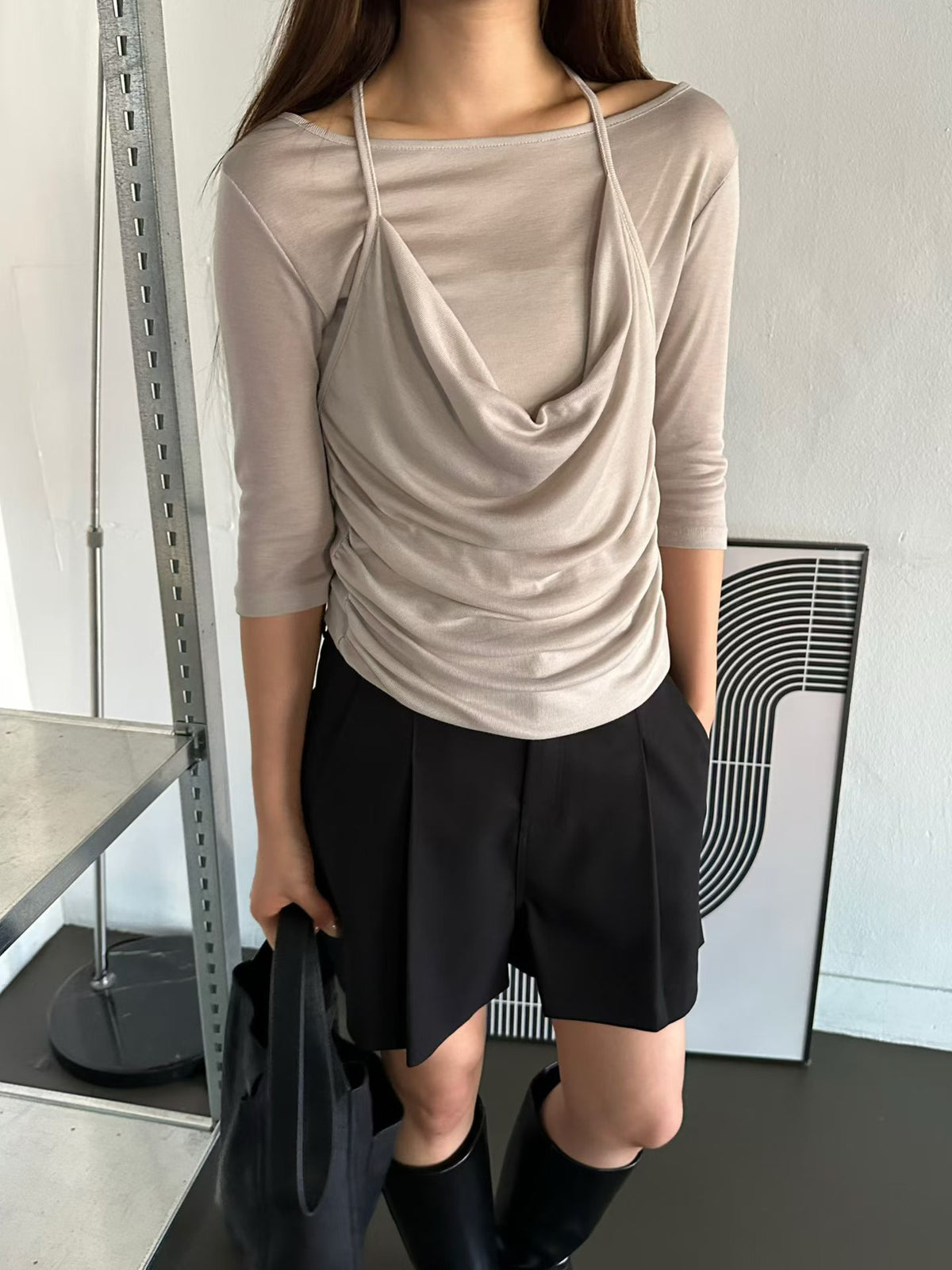 ♡Layer Drape 修身層次感天絲上衣♡ (C260920)