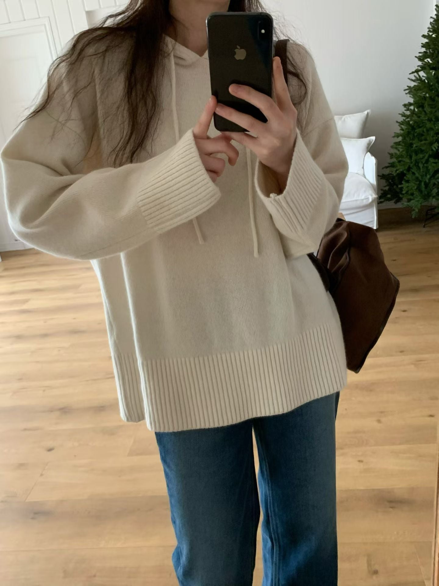 ♡法式軟糯長版連帽上衣♡ (C251241)