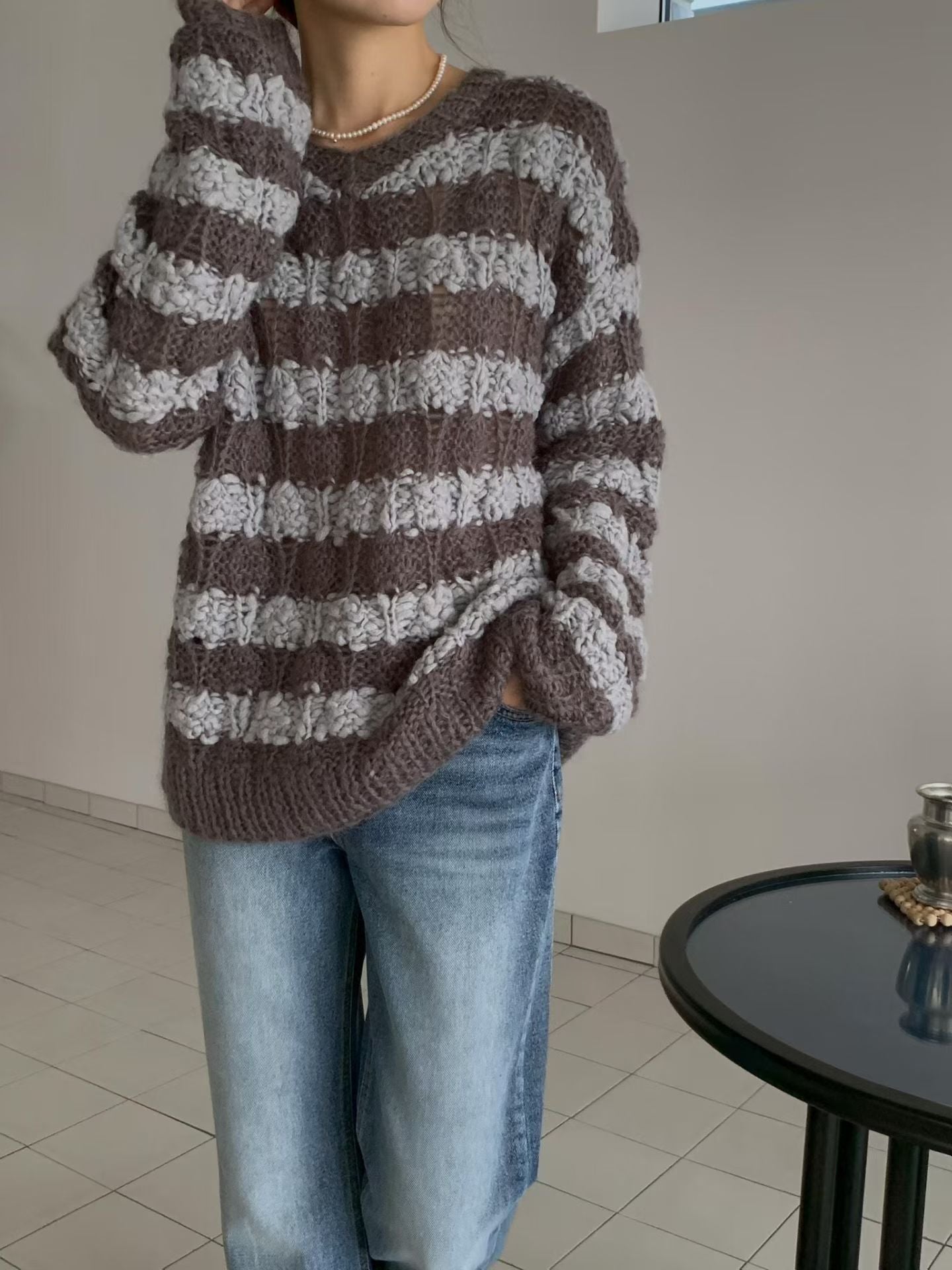 ♡立體花朵手工寬鬆毛衣♡ (C251028)