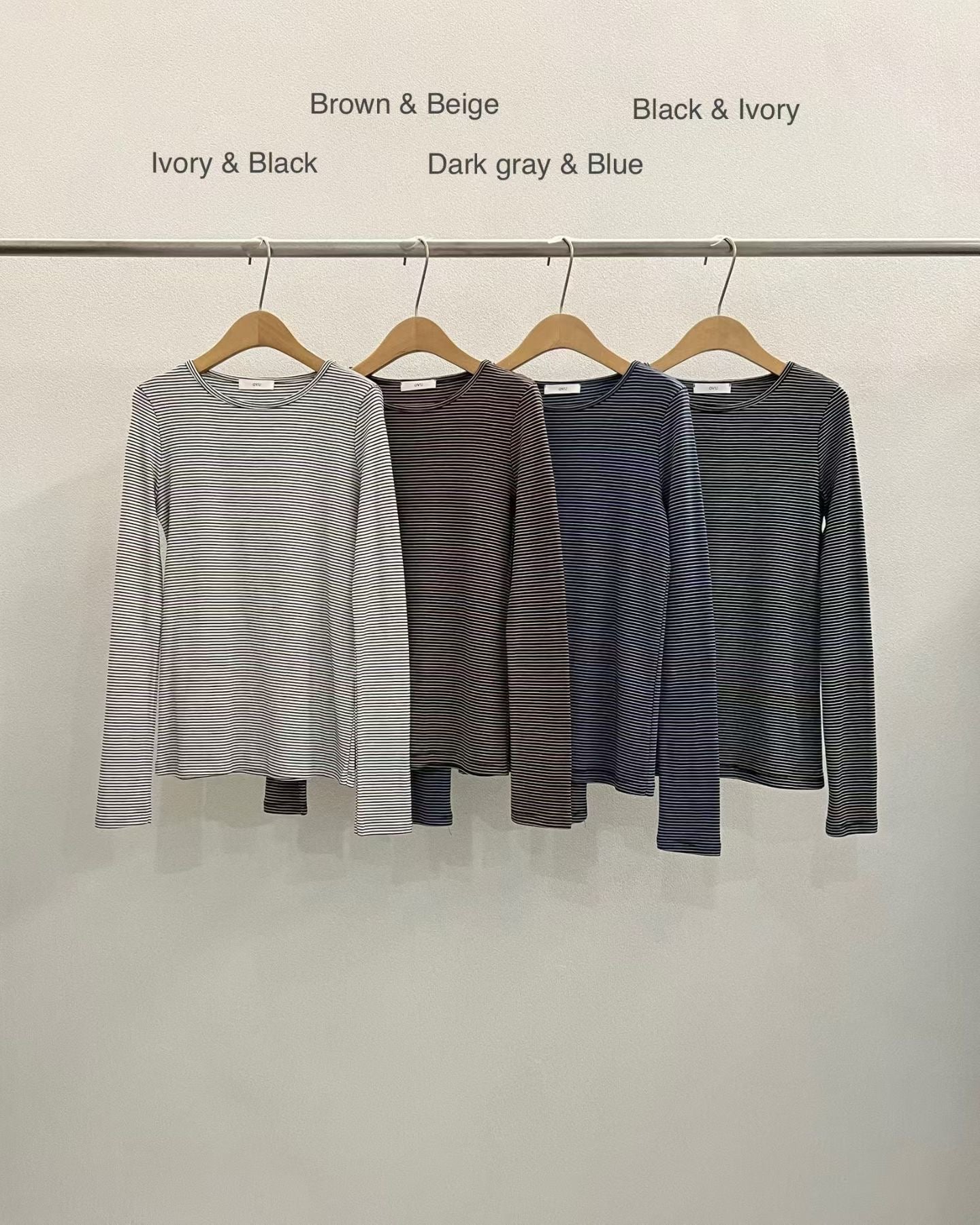 ♡Everyday柔棉細條紋親膚長Tee♡ (C251259)