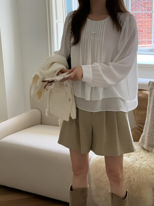 ♡柔美細褶層次上衣♡ (C250946)
