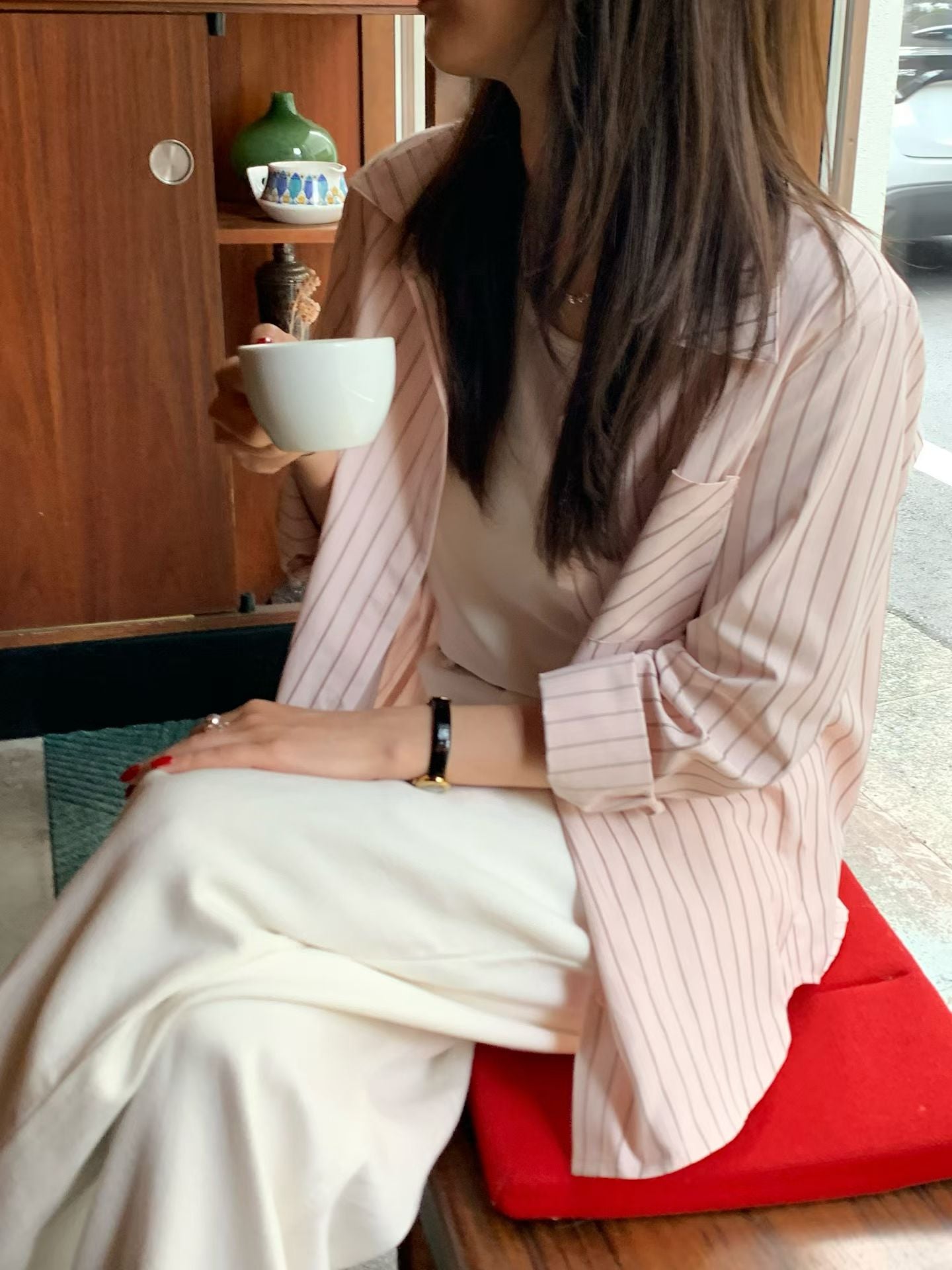 ♡清新撞向條紋休閒襯衫♡ (C260343)