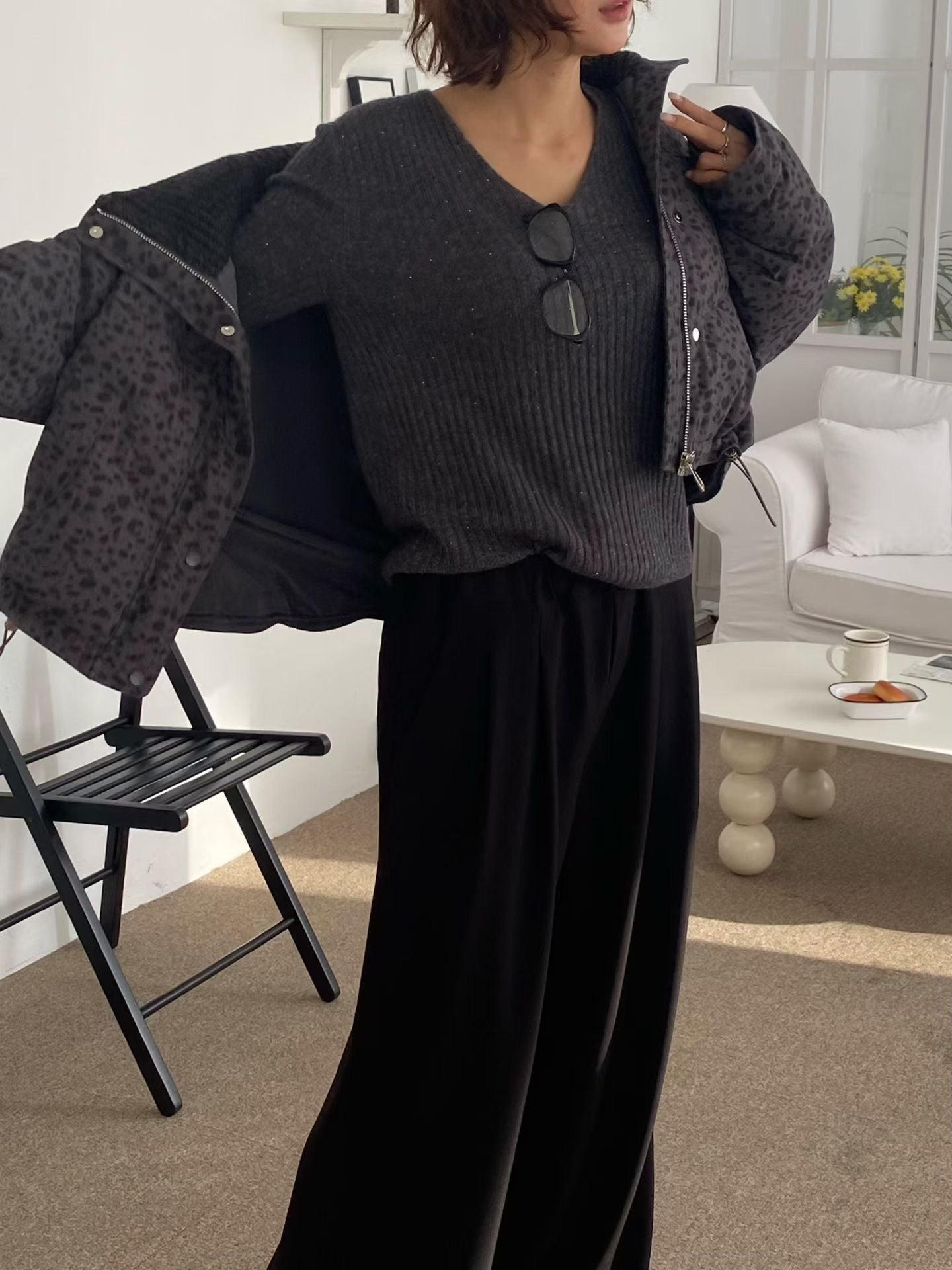 ♡低調細閃亮點V領毛衣♡ (C251222)