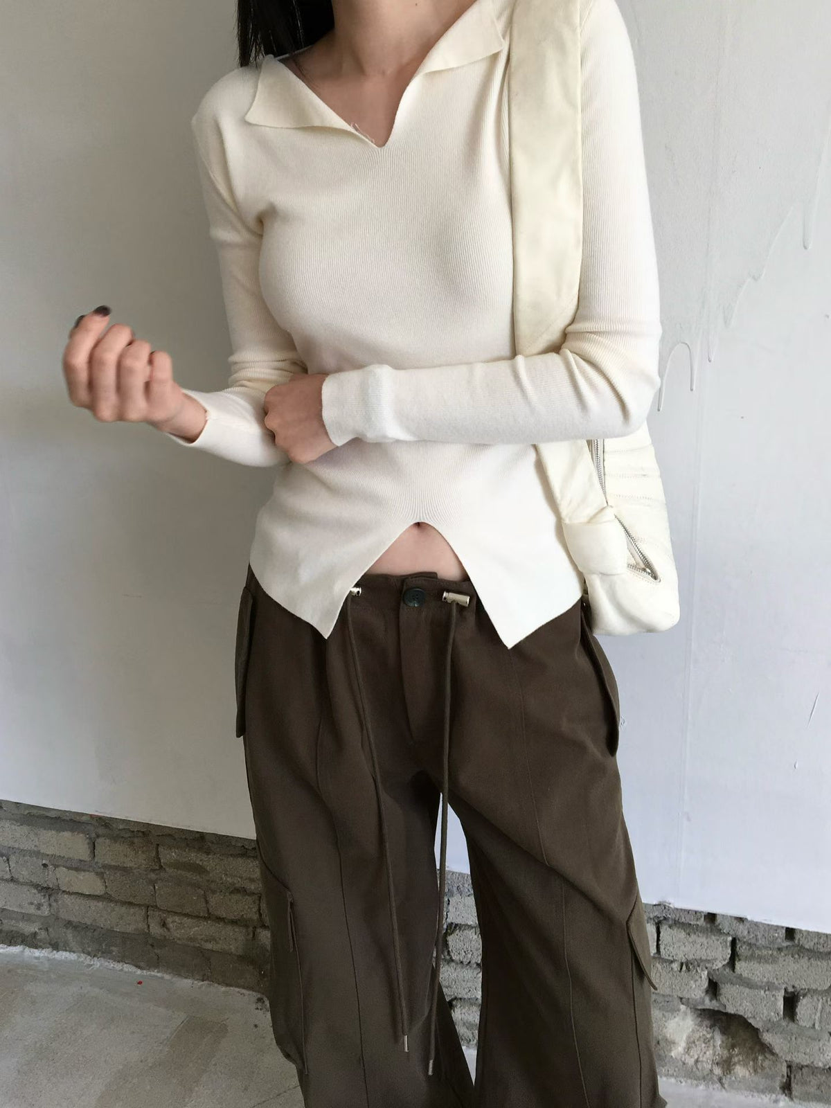♡小翻領開衩設計修身上衣♡ (C261039)