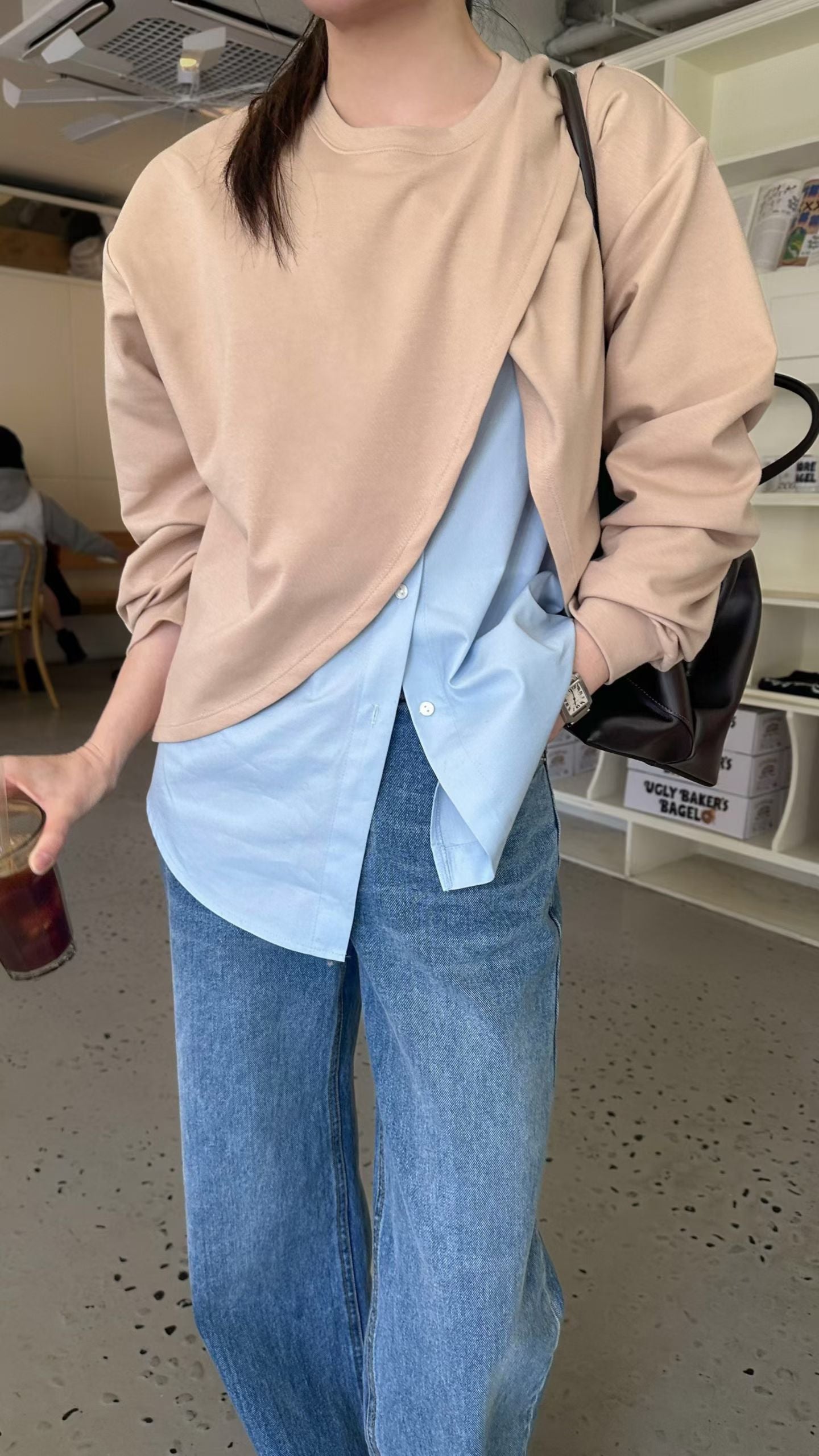 ♡設計感疊穿風拼接上衣♡ (C260423)
