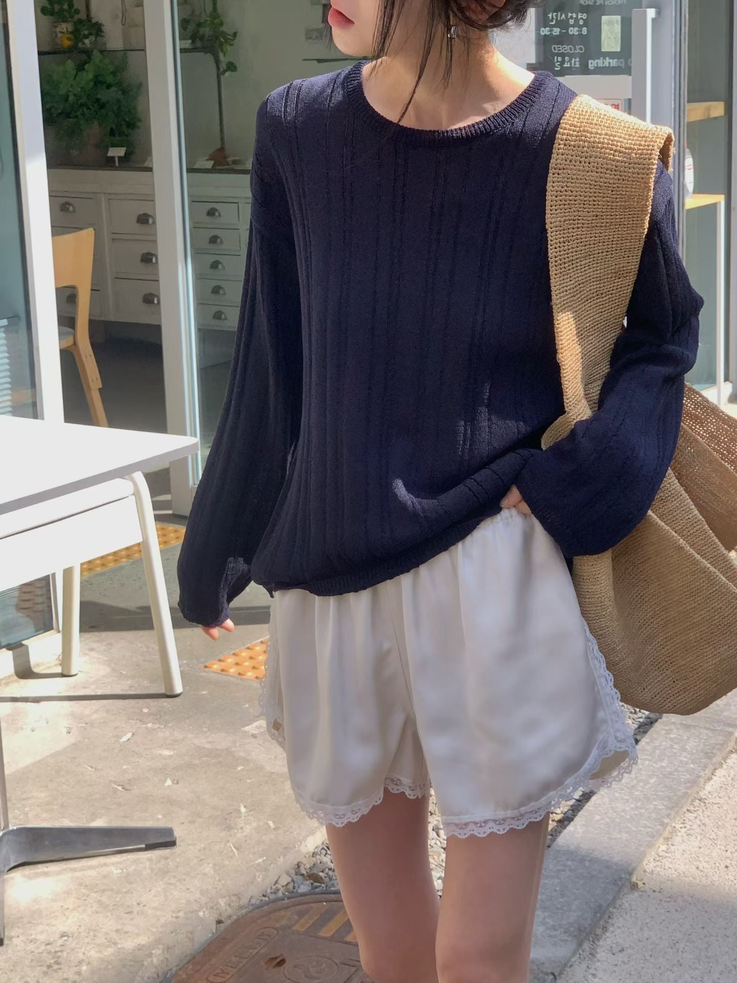 ♡奶油冰絲蕾絲短褲♡ (C260661)