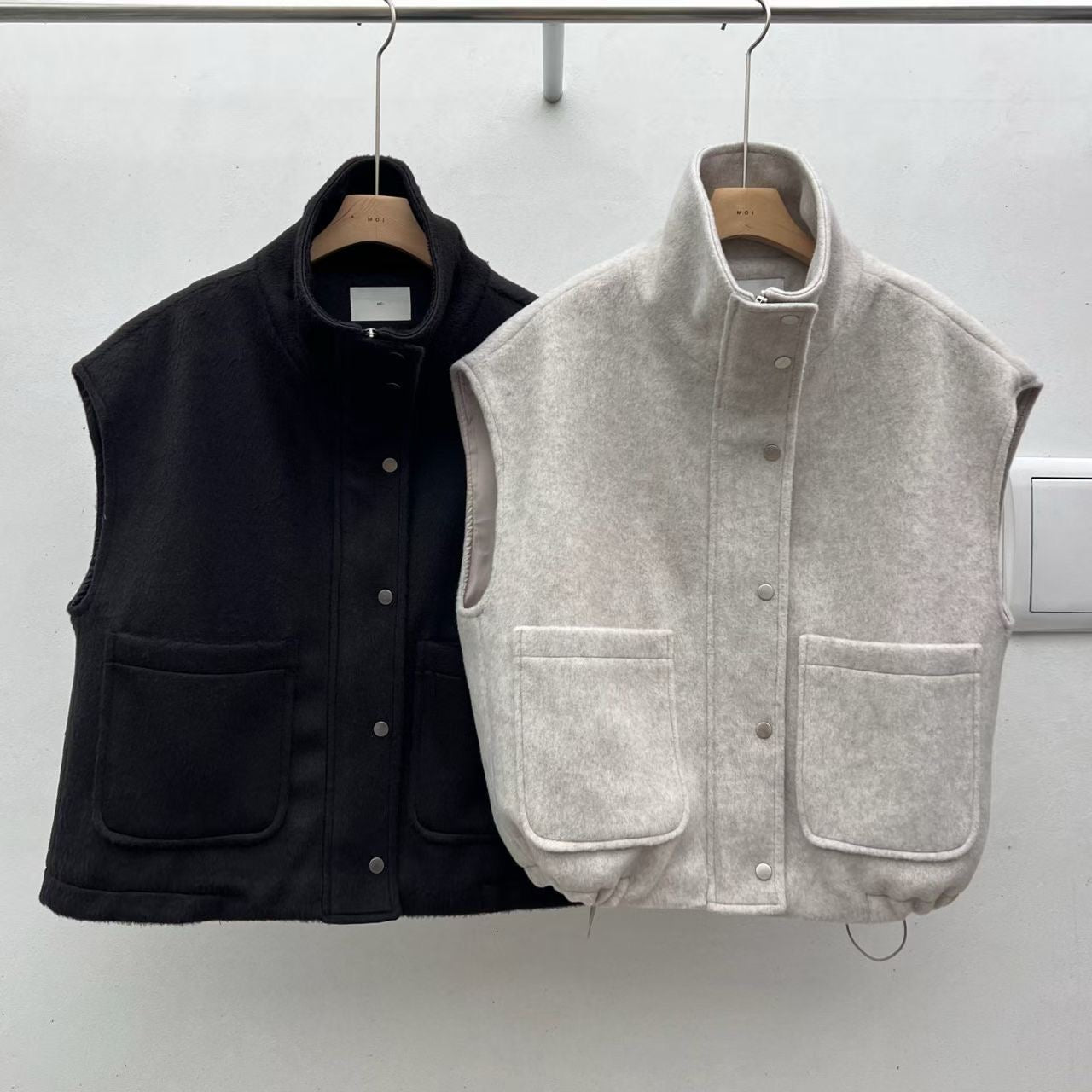 ♡翻領羊毛束口帶背心♡ (C251168)