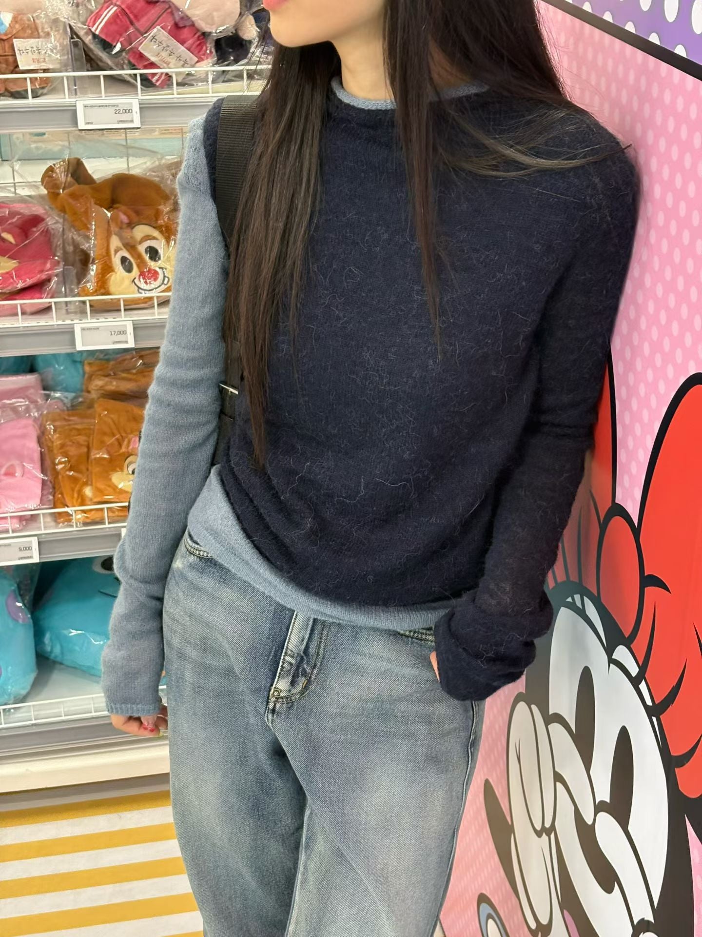 ♡雙層撞色袖設計感毛衣♡ (C251254)