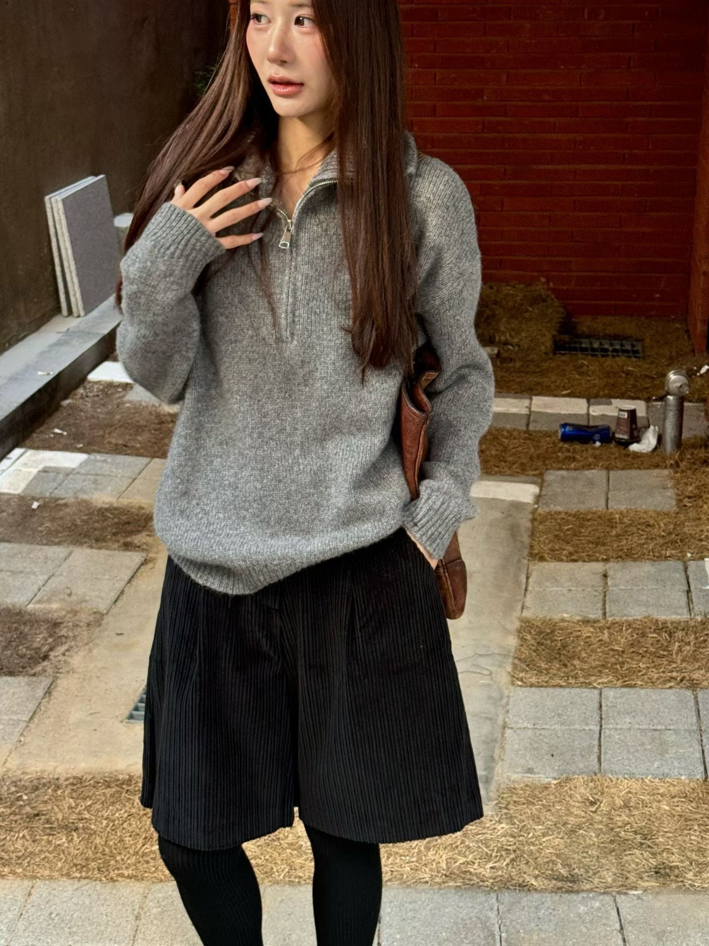 ♡休閒暖感立領半拉鍊衫♡ (C251223)