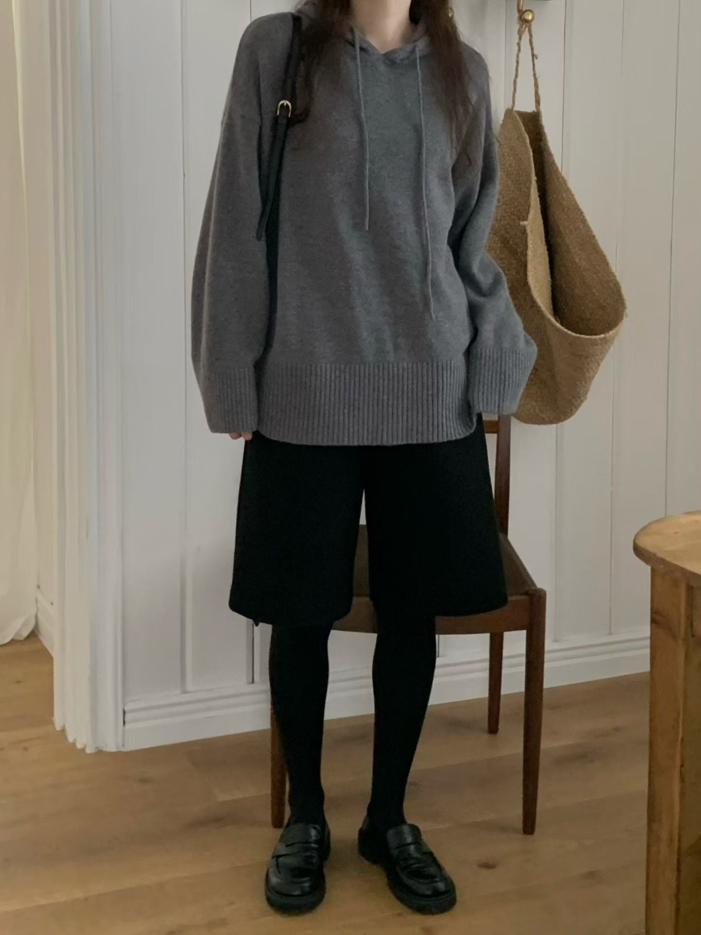 ♡法式軟糯長版連帽上衣♡ (C251241)