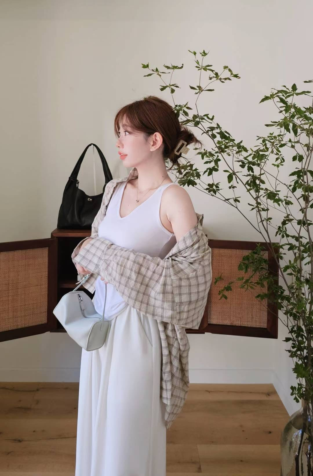 ♡Oni家♡經典百搭格紋休閒襯衫 (C250822)