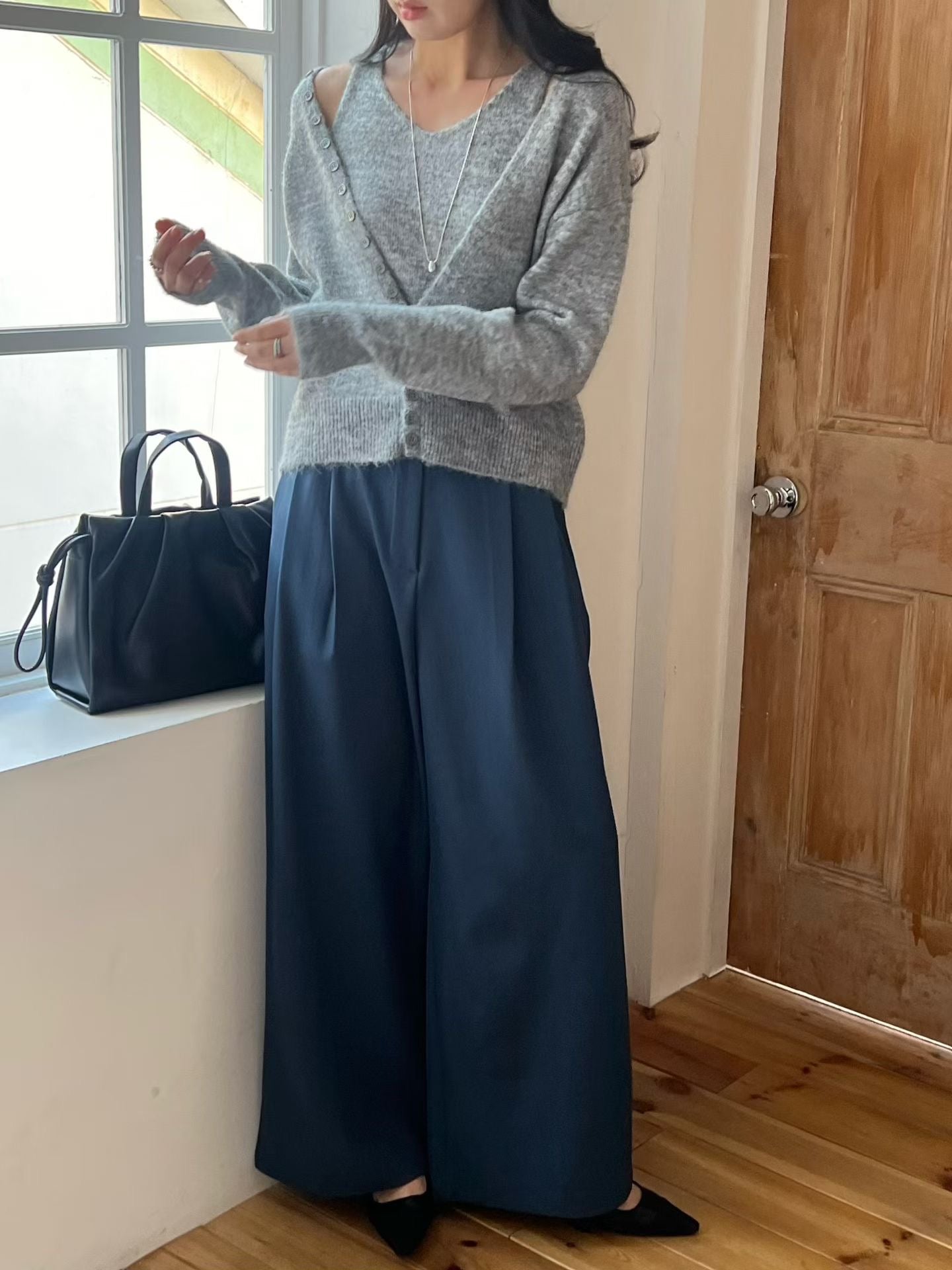 ♡氣質Ｖ領背心/開衫兩件式套組♡ (C260319)
