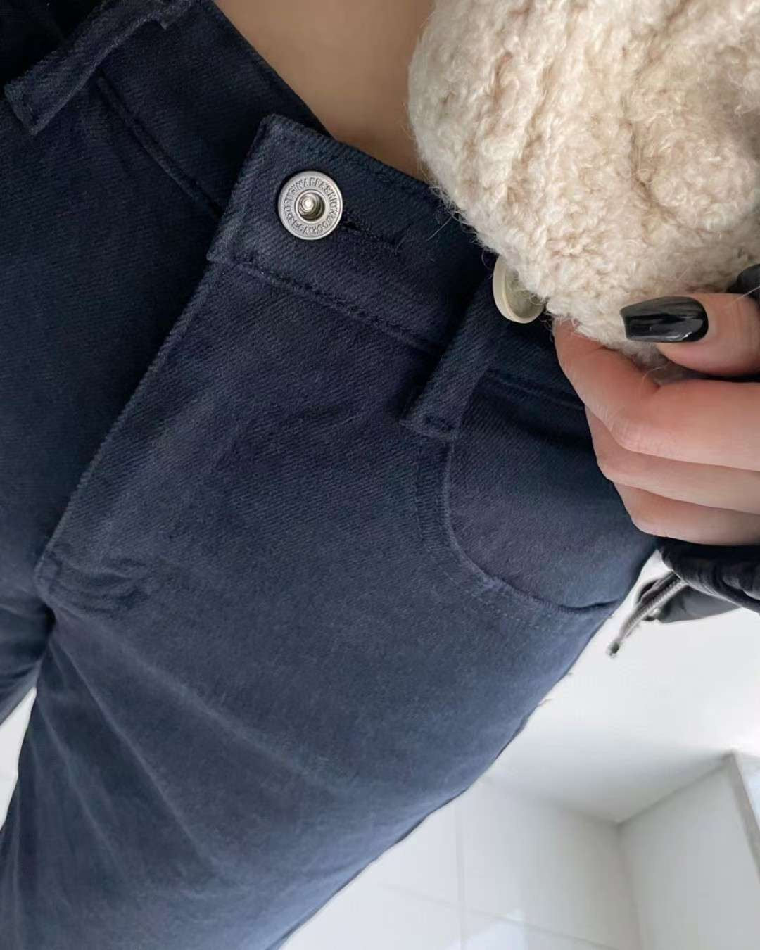 ♡冬季版拼接棉質寬褲♡ (C251151)