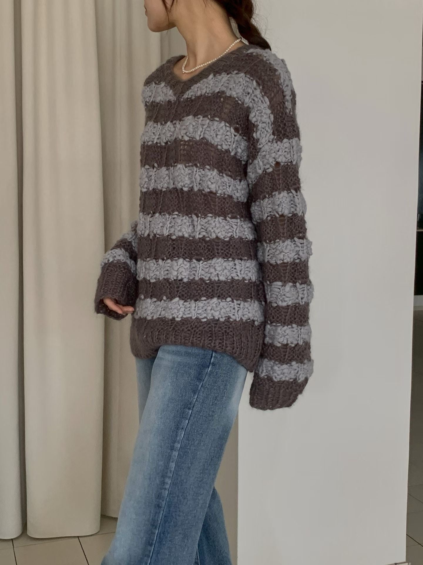 ♡立體花朵手工寬鬆毛衣♡ (C251028)