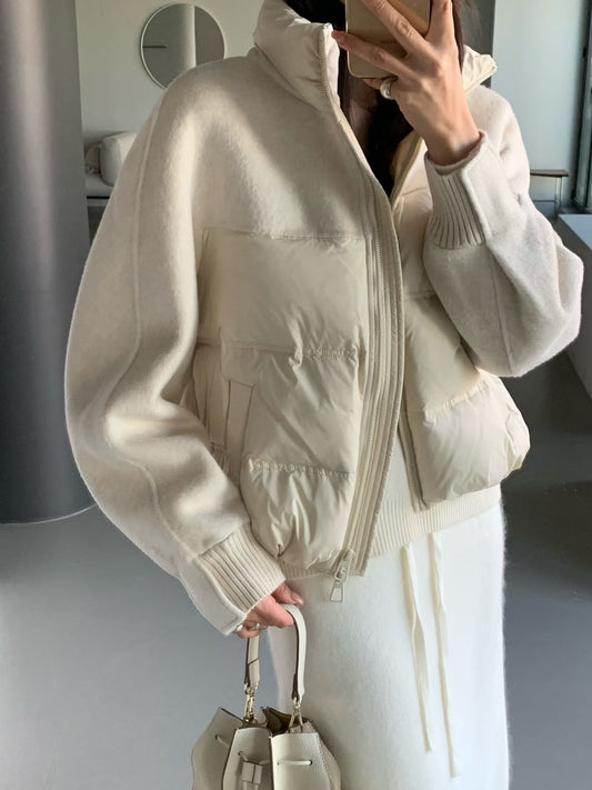 ♡質感異材質立領外套♡ (C251208)