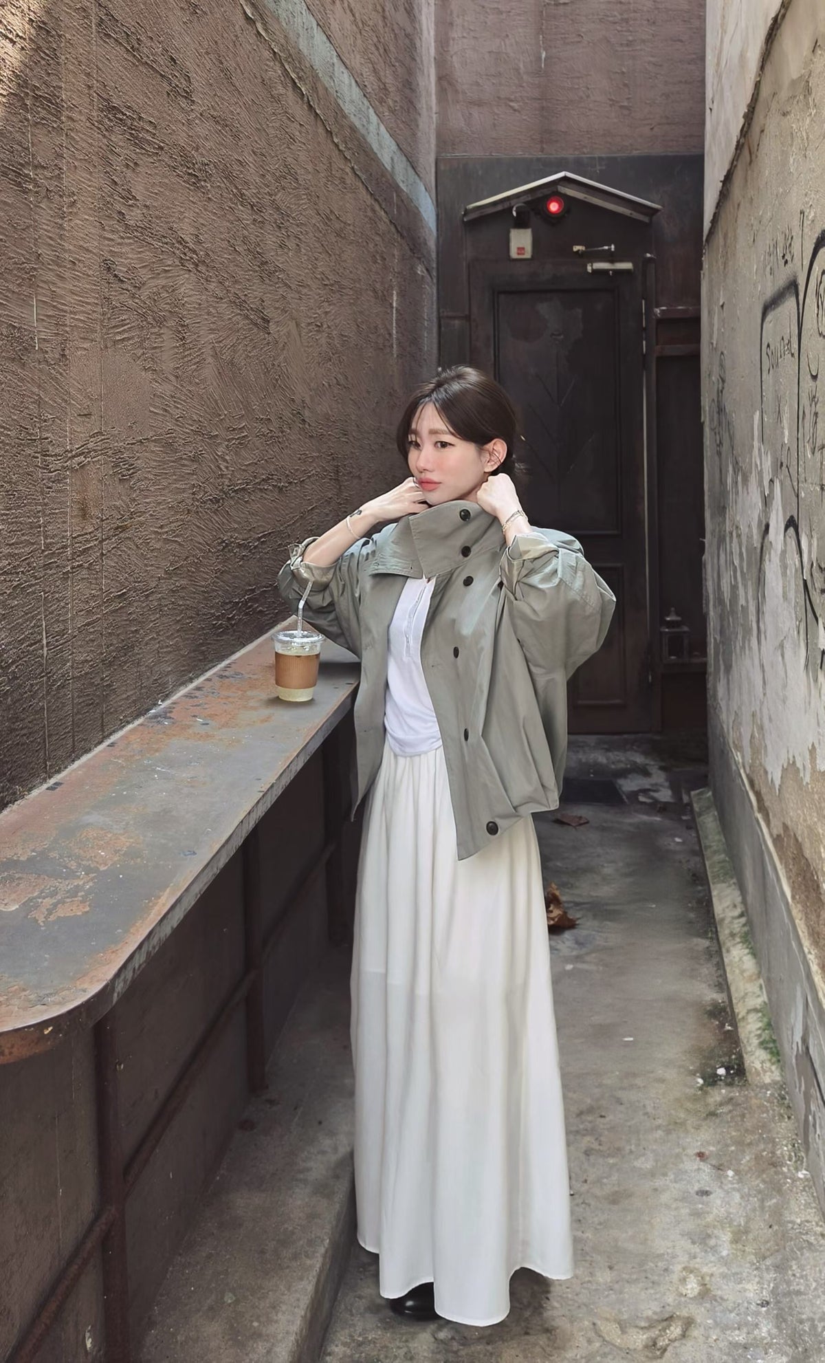 ♡Oni家♡時髦的打摺短風衣 (C260946)
