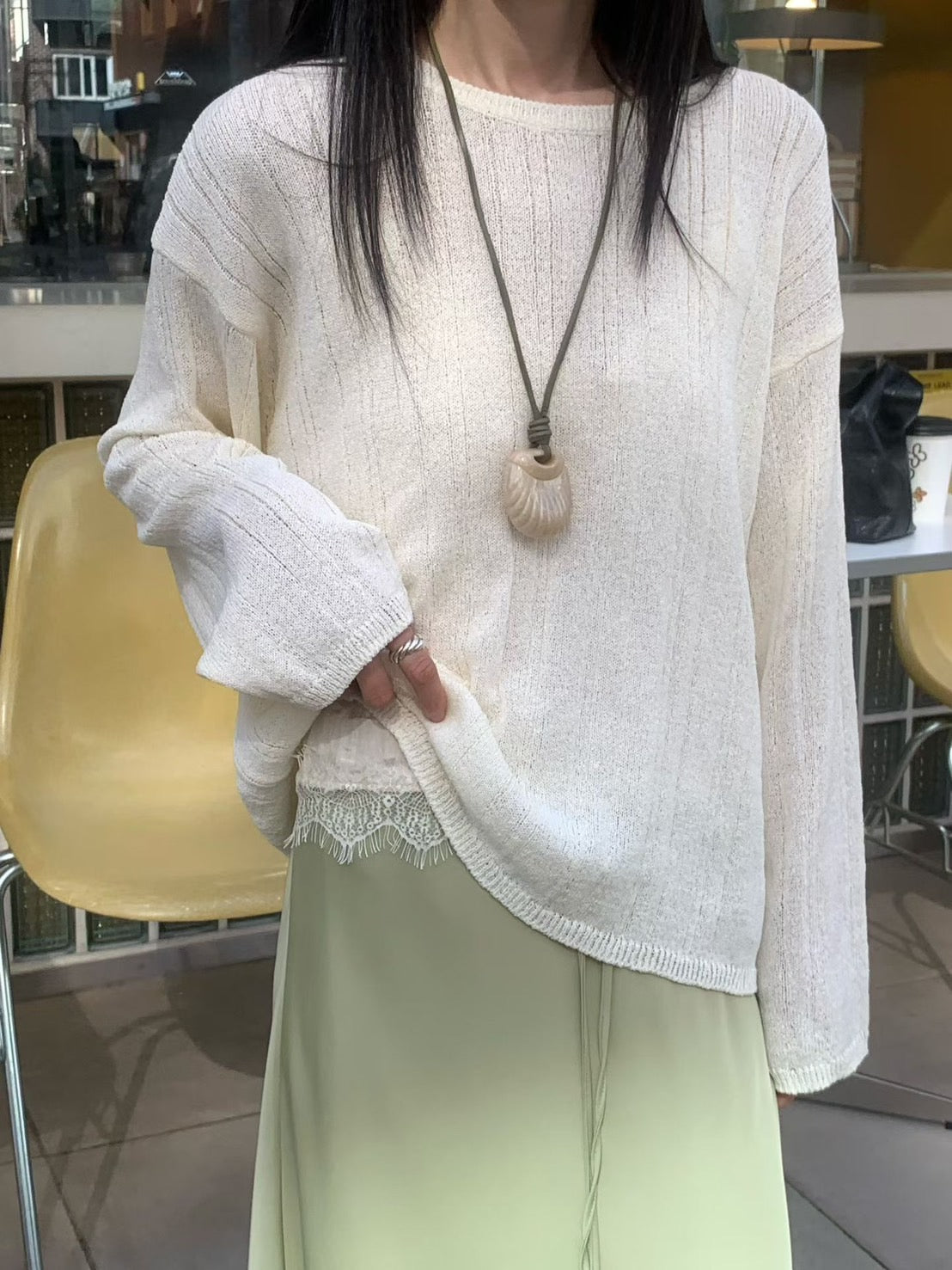 ♡雲朵肌理輕透針織上衣♡ (C260660)
