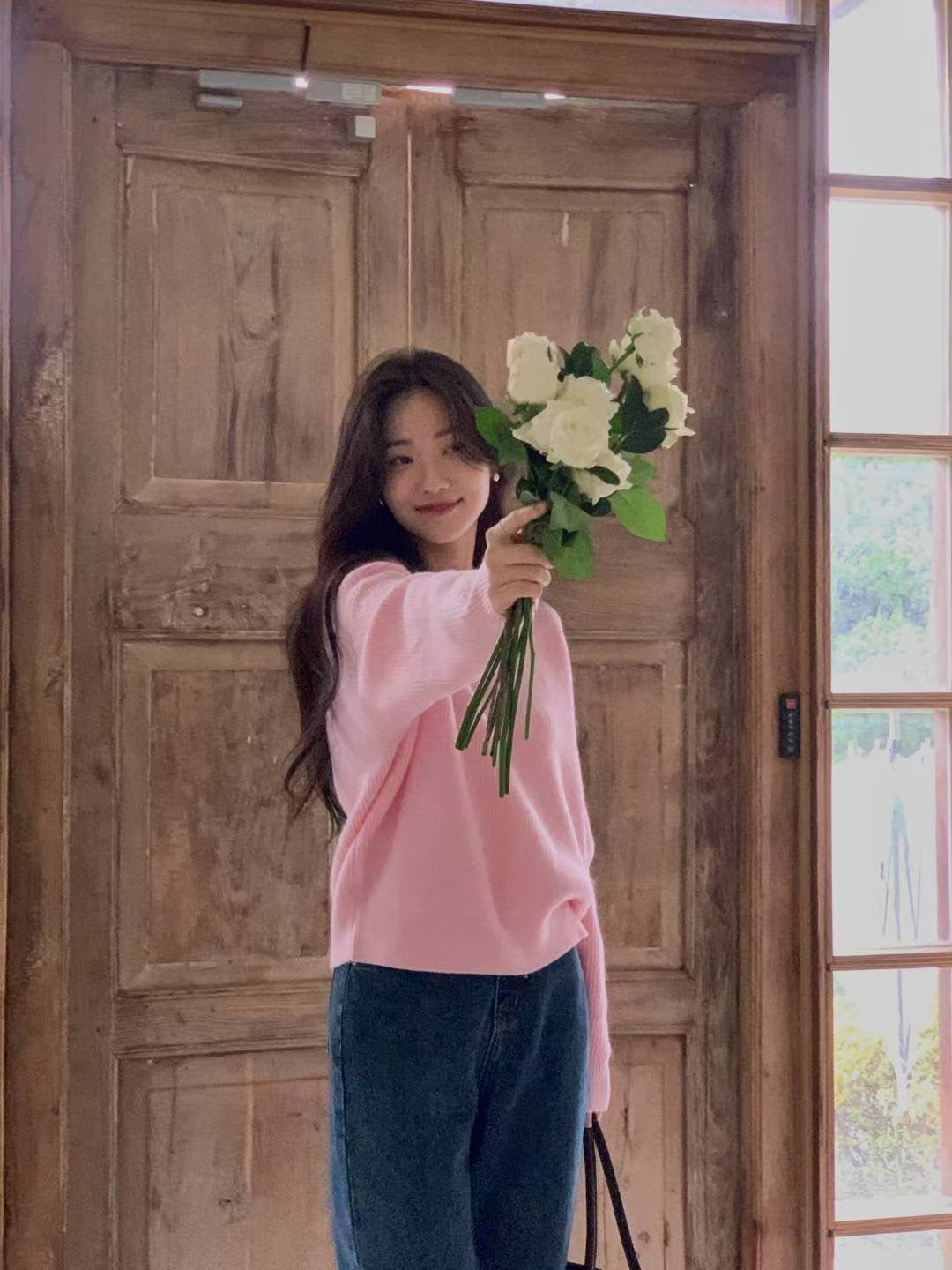 ♡法式日常百搭雲朵細羅紋上衣♡ (C251283)