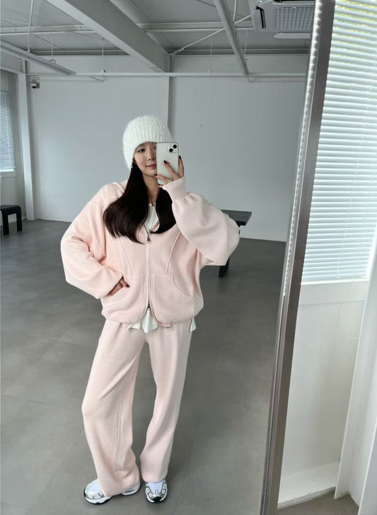 ♡柔彈舒適連帽休閒套裝♡ (C251248)