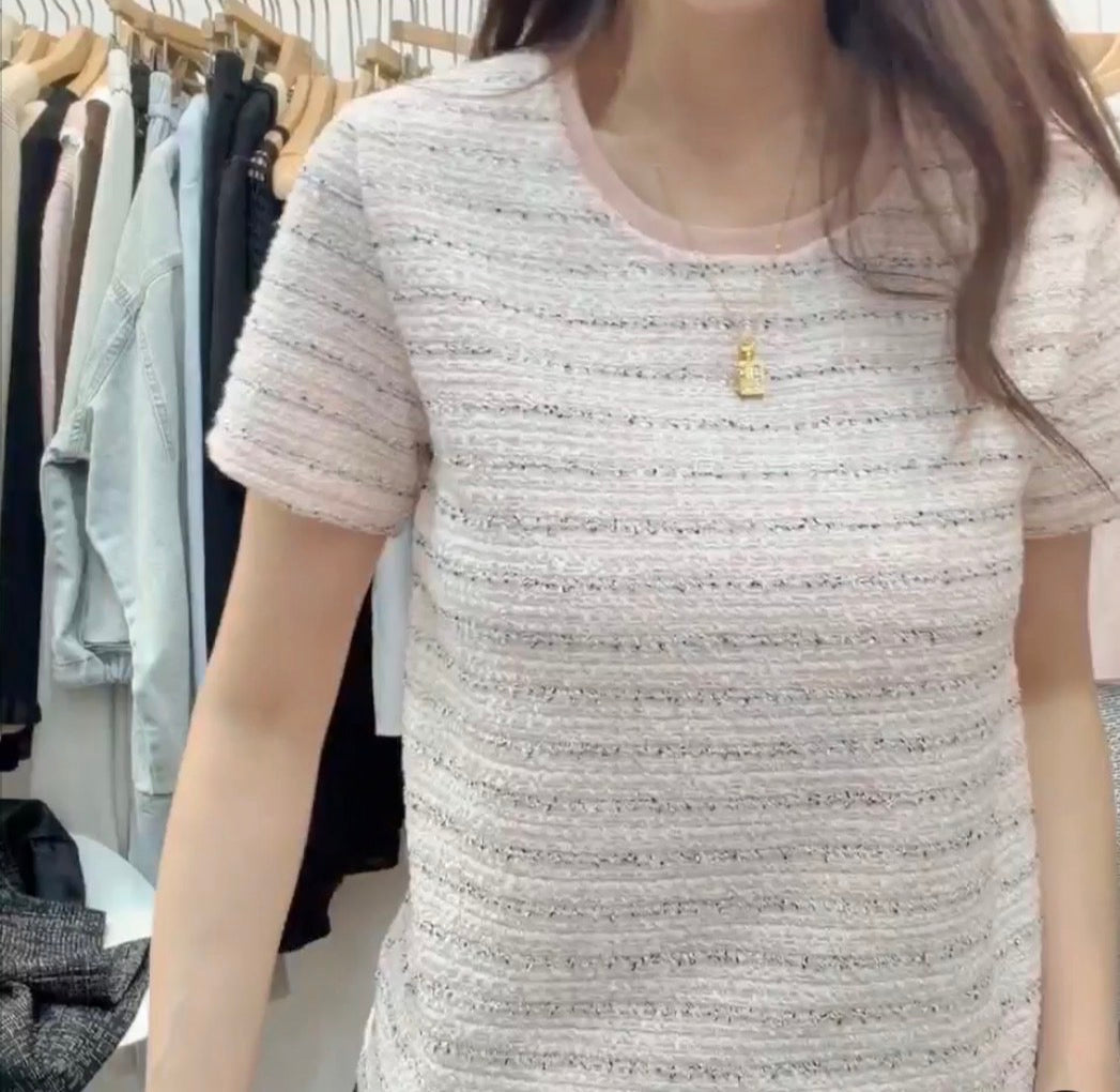 ♡夏季小香風薄呢紋上衣♡ (C260547)