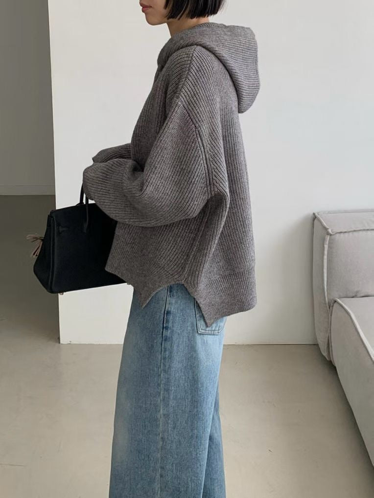 ♡柔彈羅紋休閒連帽上衣♡ (C251230)