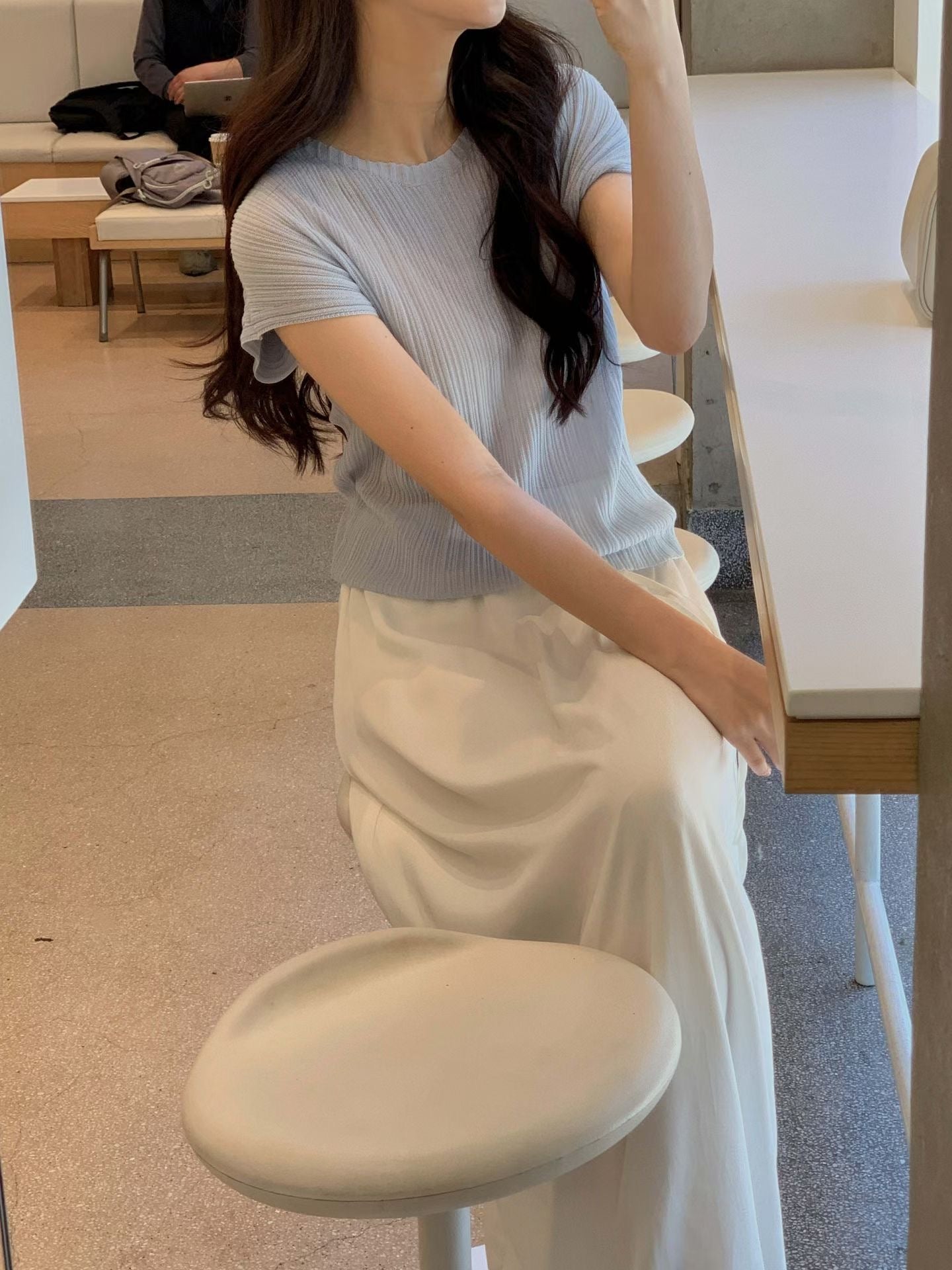 ♡百搭涼感細坑紋顯瘦上衣♡ (C260508)