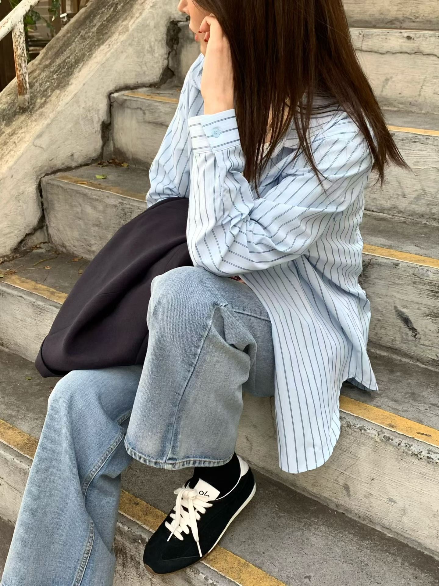 ♡清新撞向條紋休閒襯衫♡ (C260343)