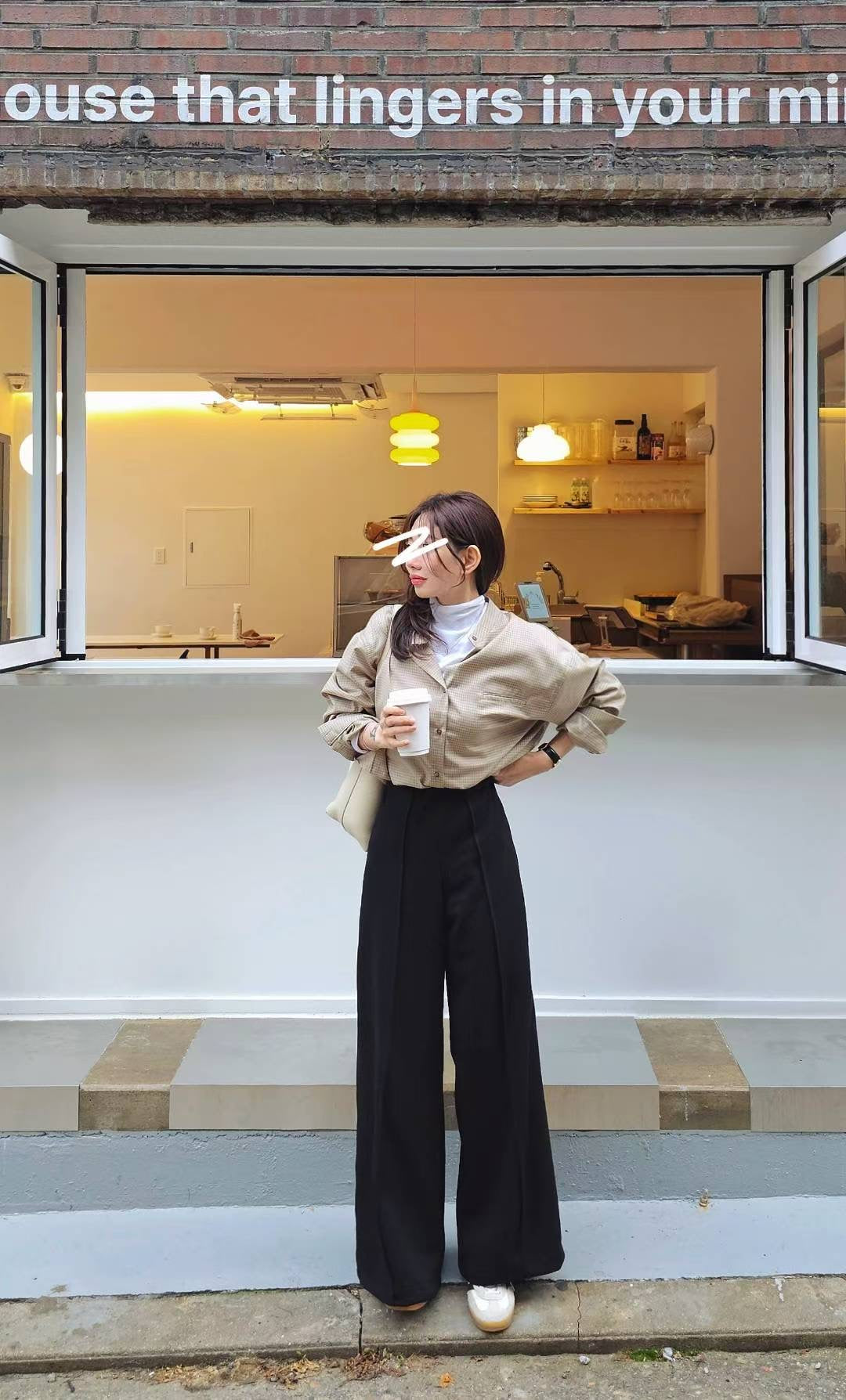 ♡Oni家♡漫畫腿混羊毛長腿褲 (C251262)