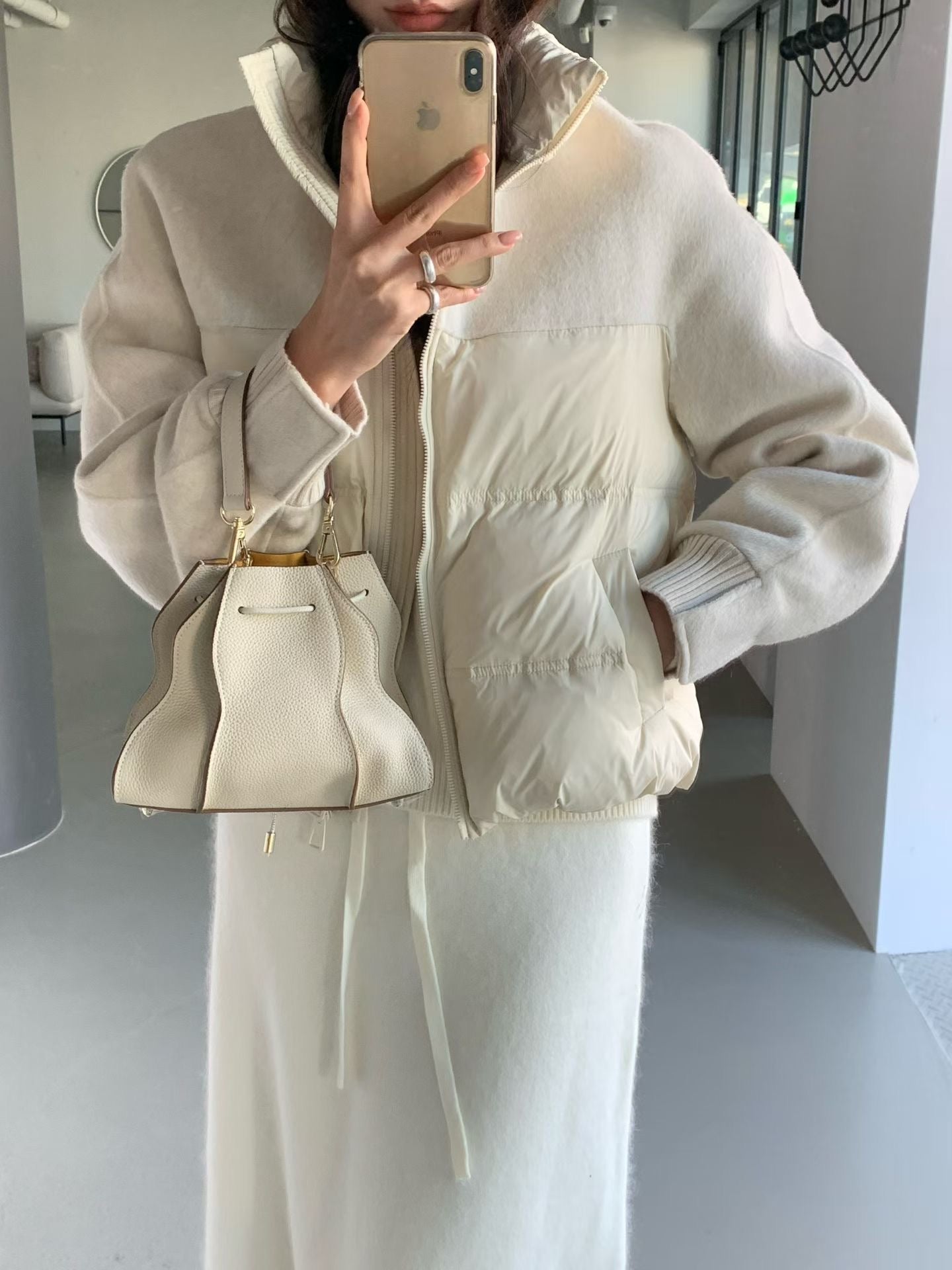 ♡質感異材質立領外套♡ (C251208)