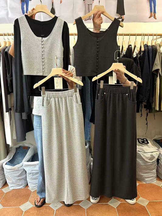 ♡軟挺顯瘦百搭直線長裙♡ (C251165)