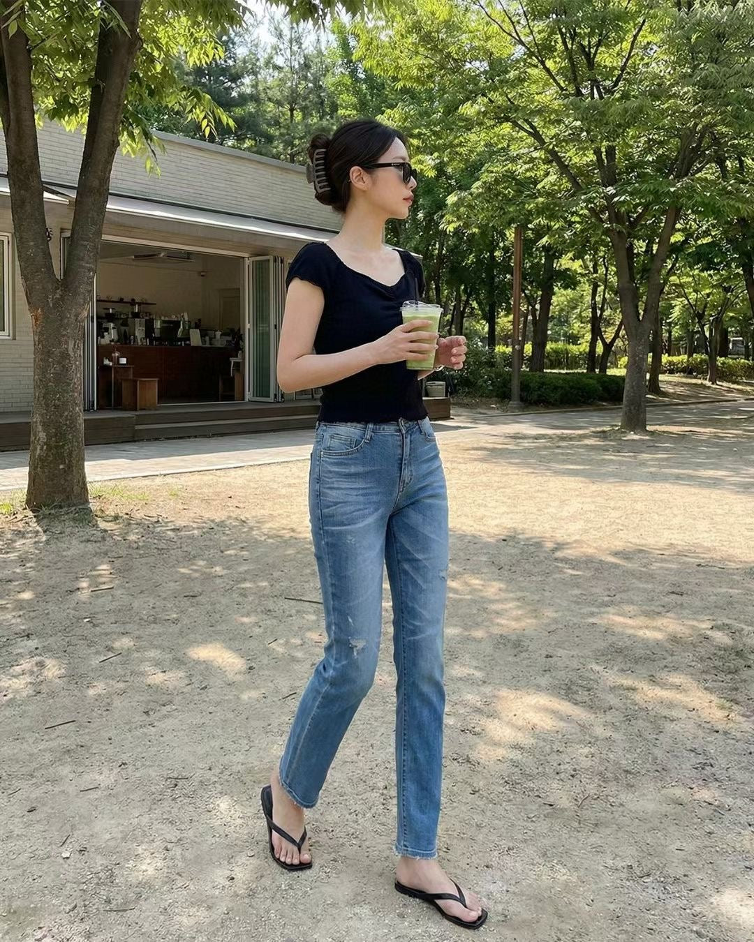 ♡高彈舒適10分修身直筒牛仔褲♡ (C260309)
