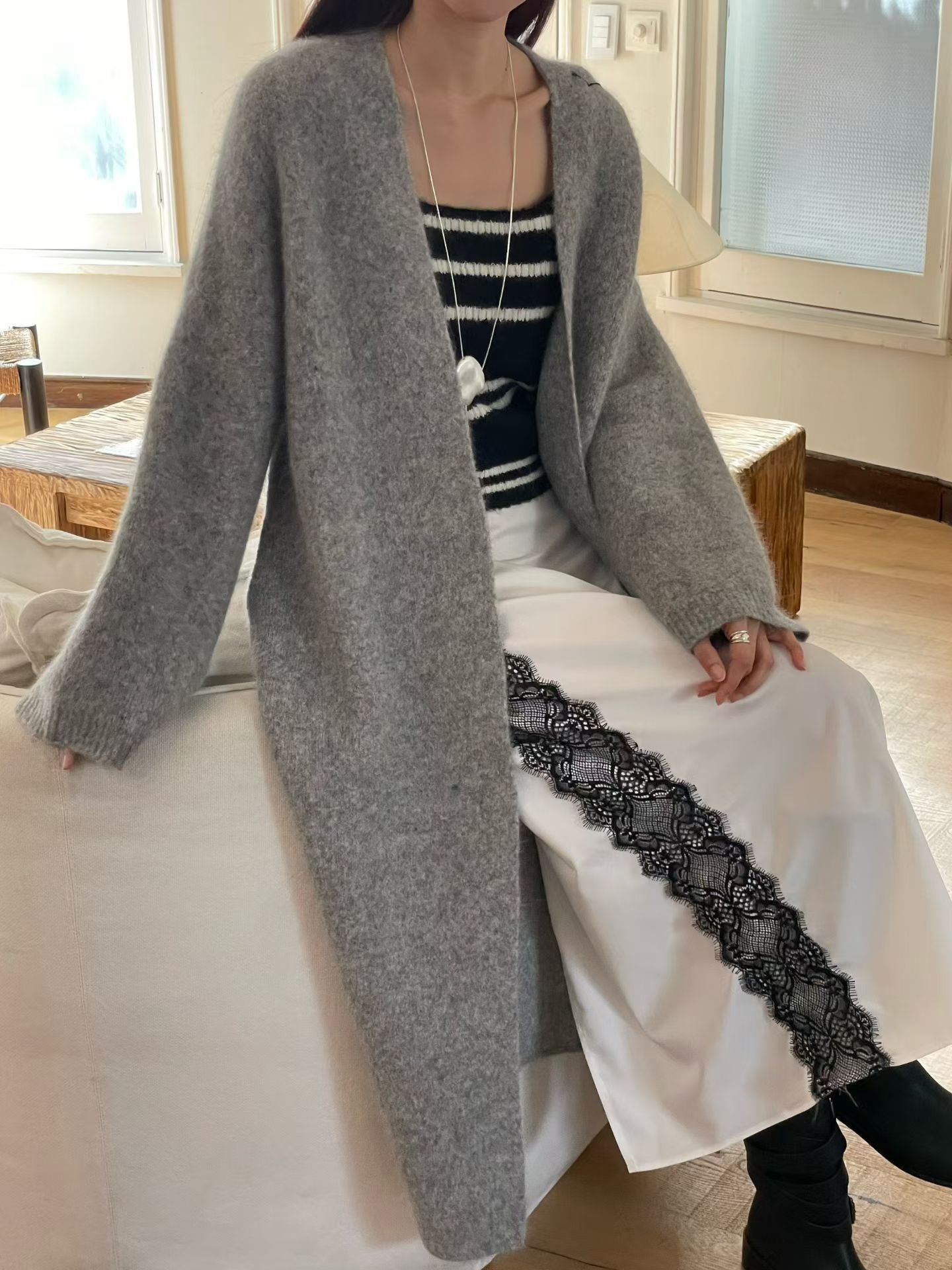 ♡毛料長版柔軟罩衫♡ (C251127)