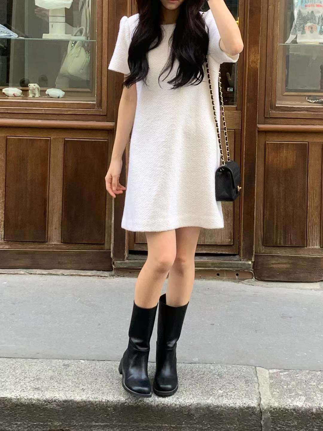 ♡都會小香風毛呢短袖裝洋♡ (C251280)