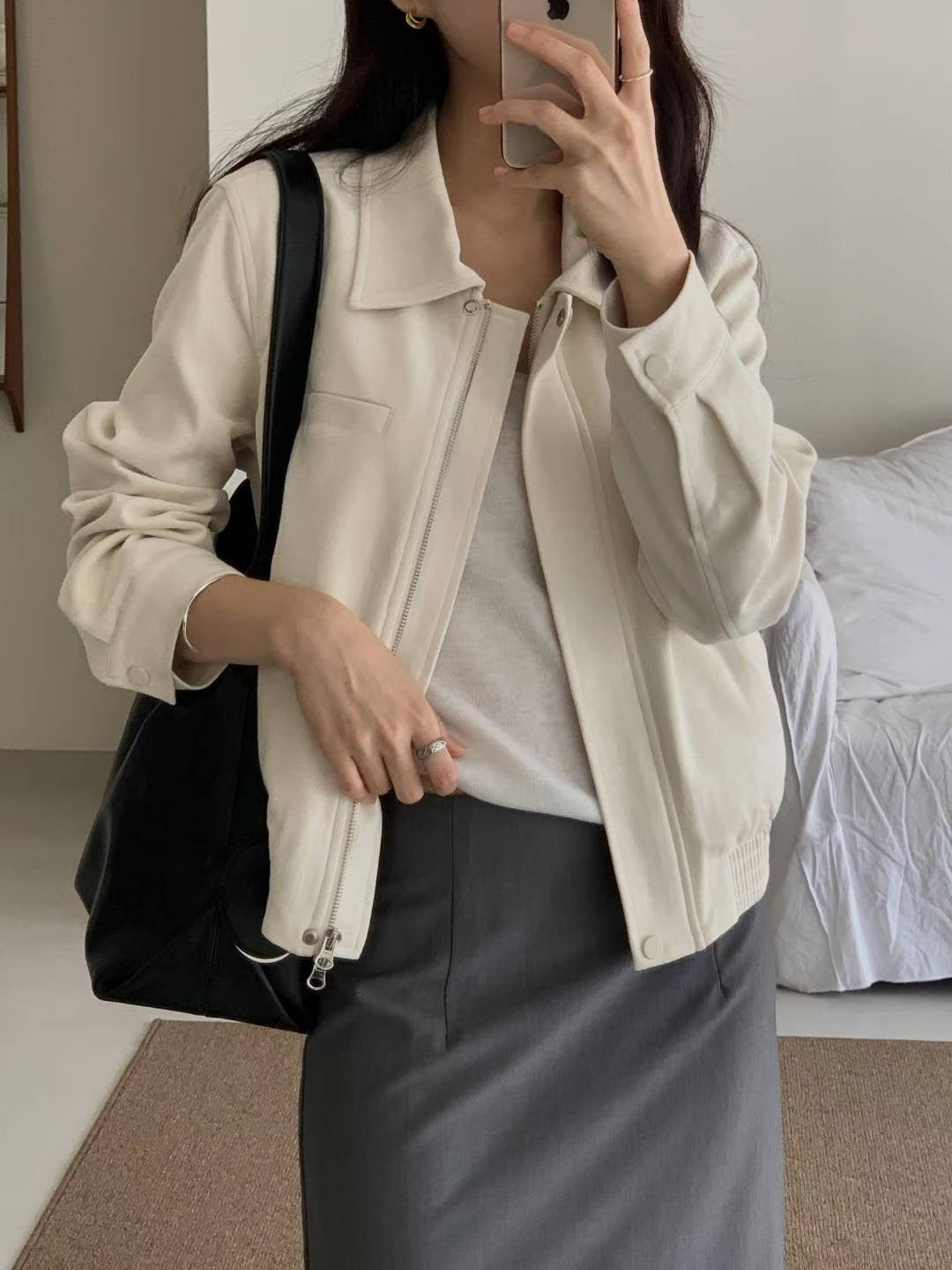 ♡極簡仿麂皮休閒夾克♡ (C251012)