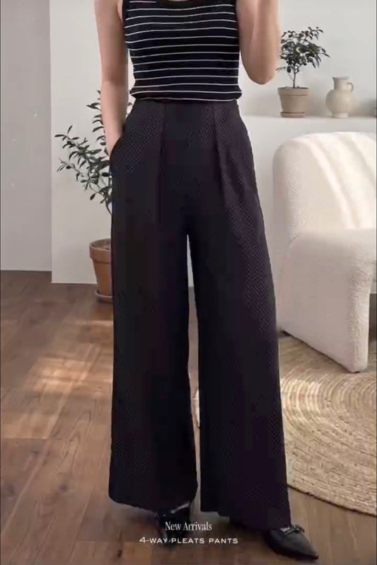 ♡質感立體坑條顯瘦寬褲♡ (C260633)